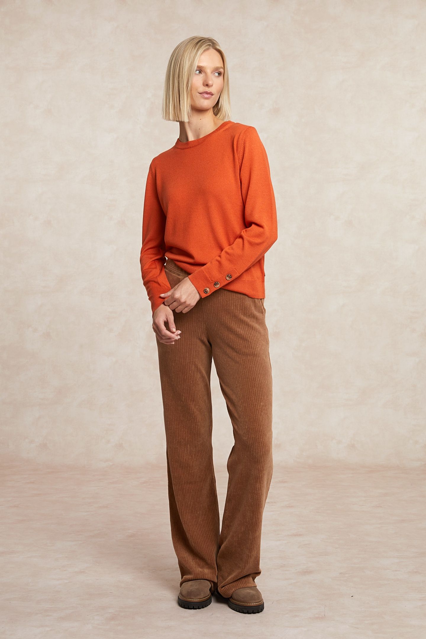 MERINO WOOL CREW NECK SWEATER ORANGE 1