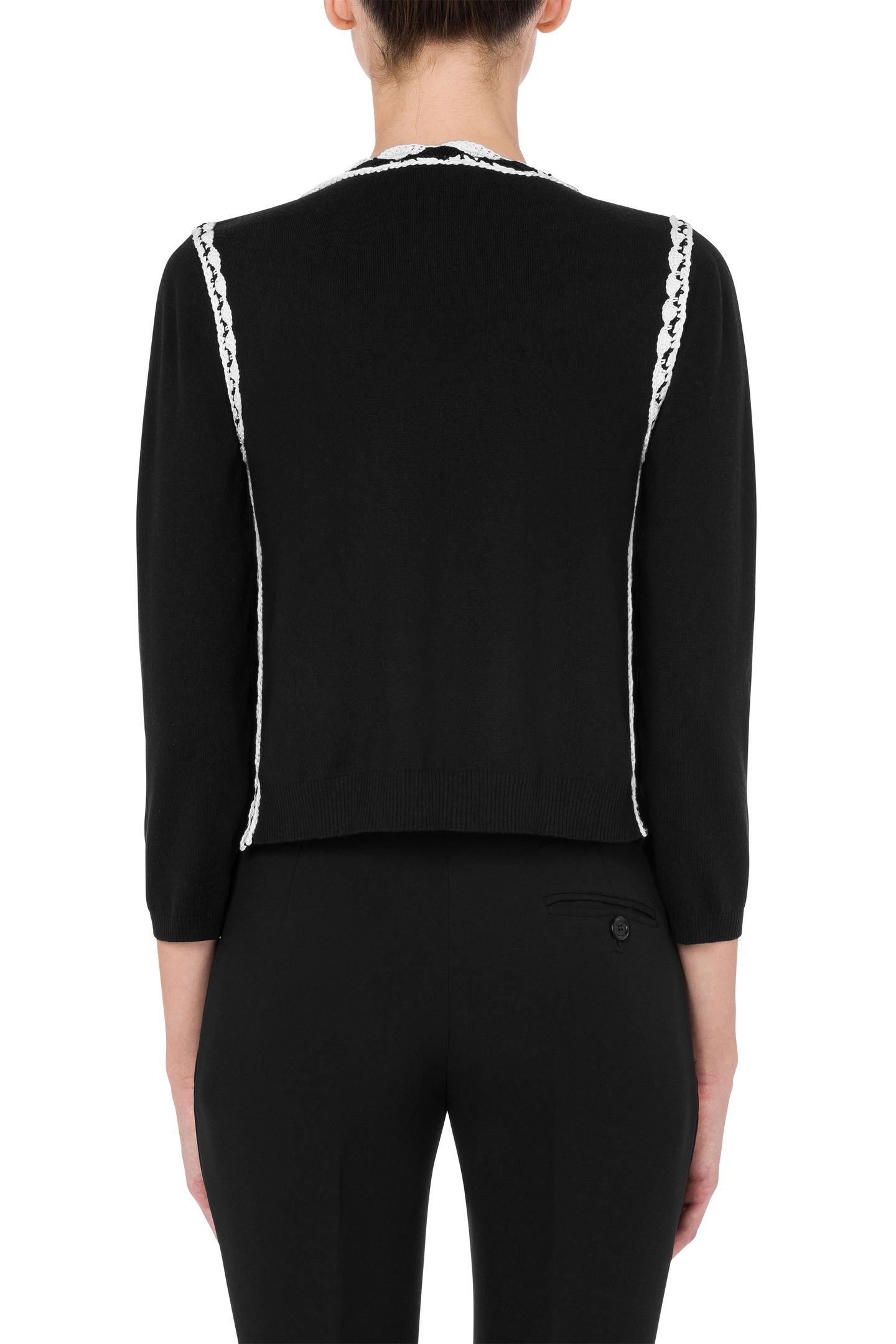 WOOL CARDIGAN CROCHET DETAILS BLACK 2