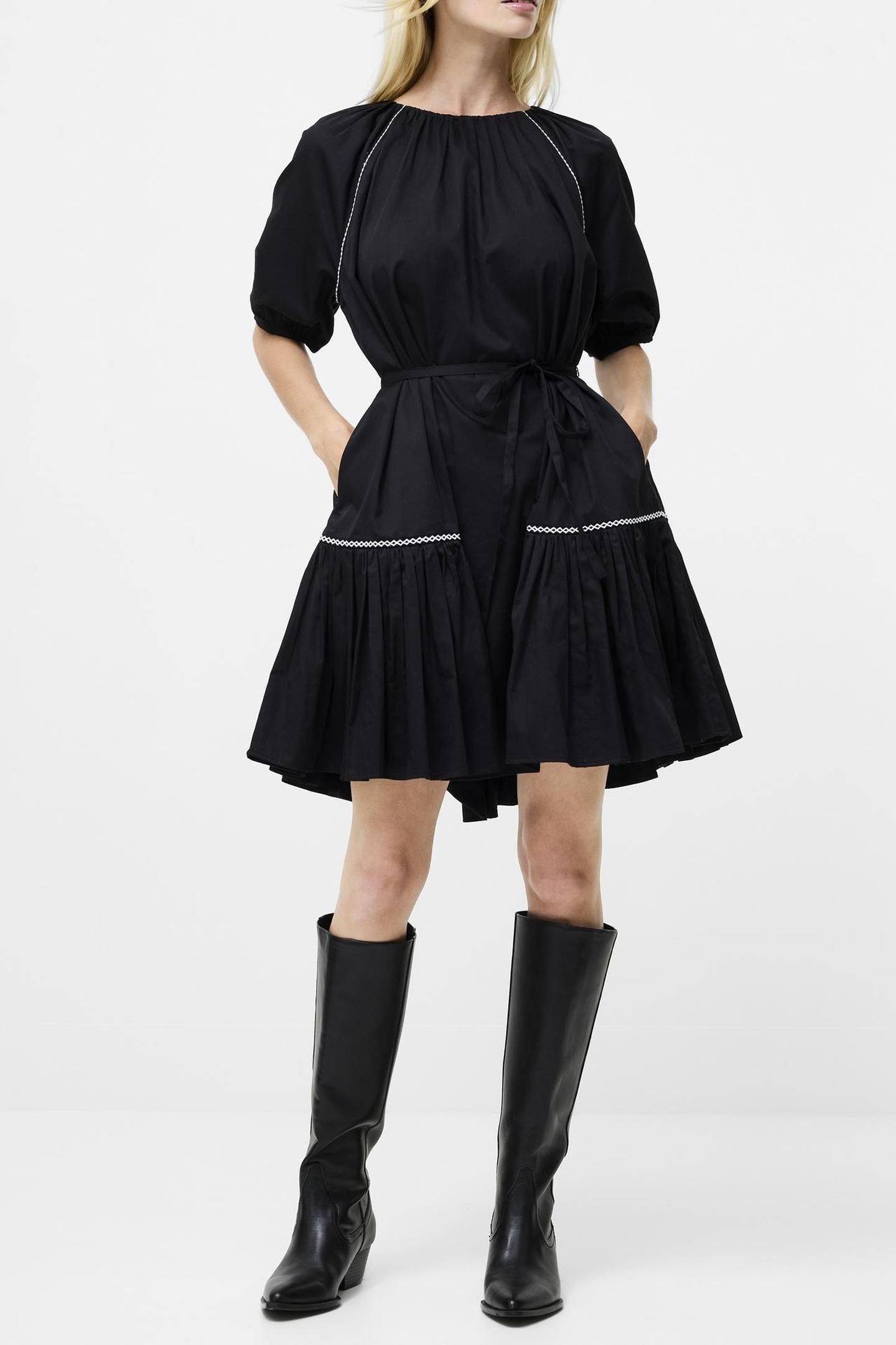 ALEXIS COTTN PLEATED MINI DRES BLACK 1