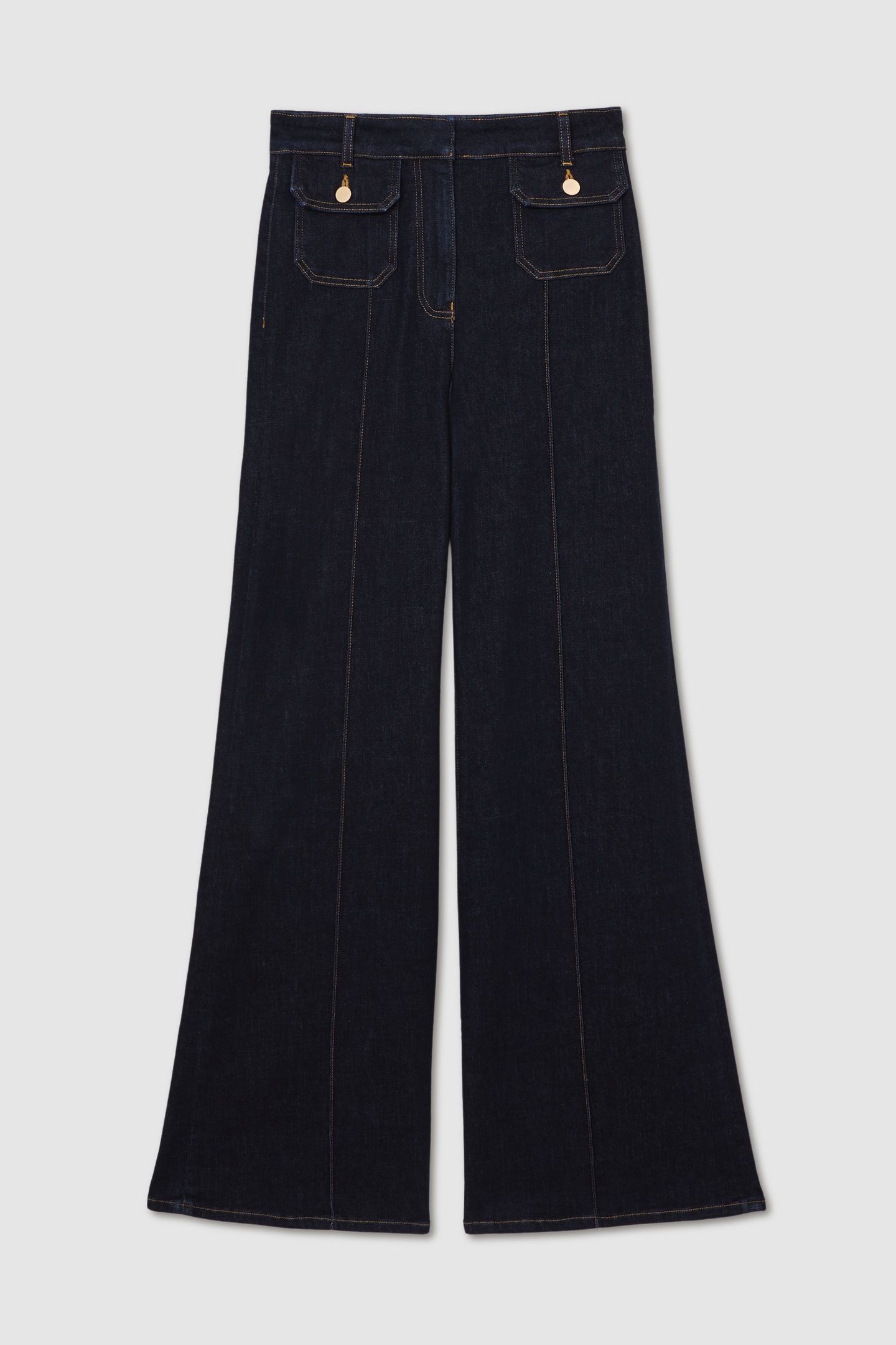 BUTTON DETAIL FLARE JEAN DARK BLUE 5