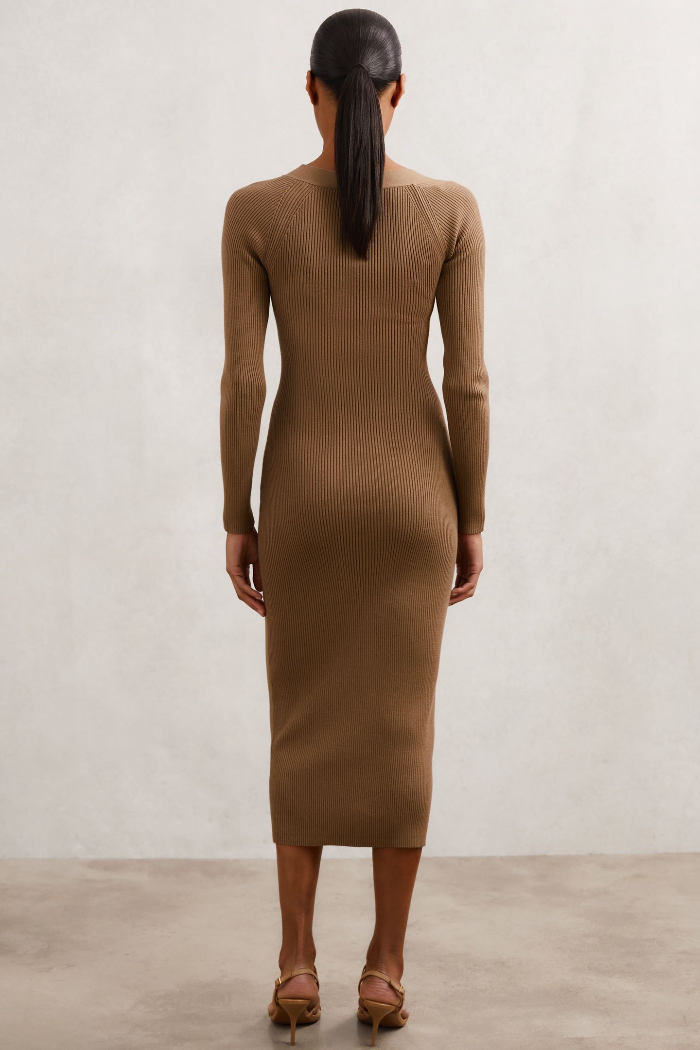 KNITTED MIDI DRESS CAMEL 2