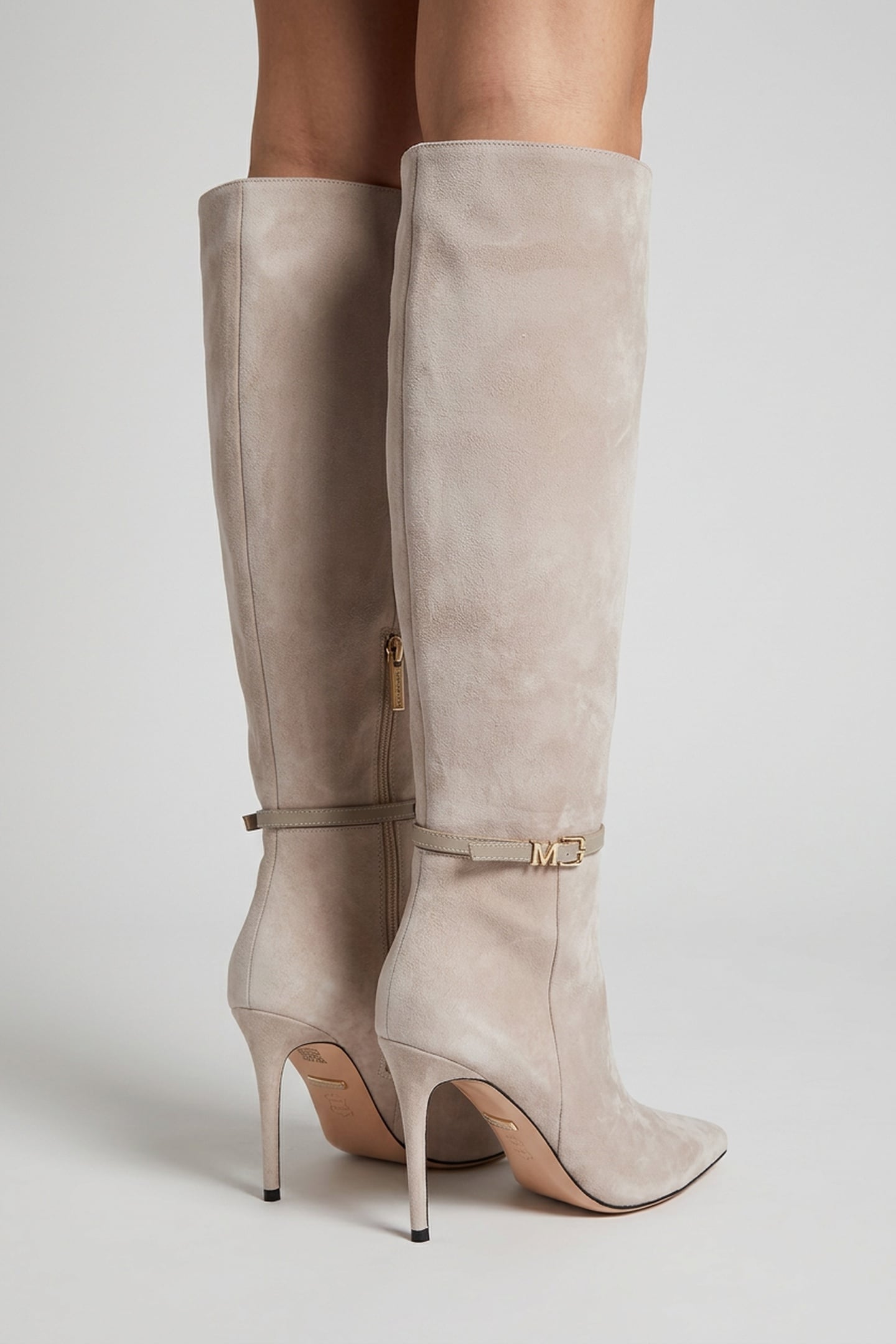 TUBULAR SHAFT BOOT VELVET TAUPE SUEDE 2