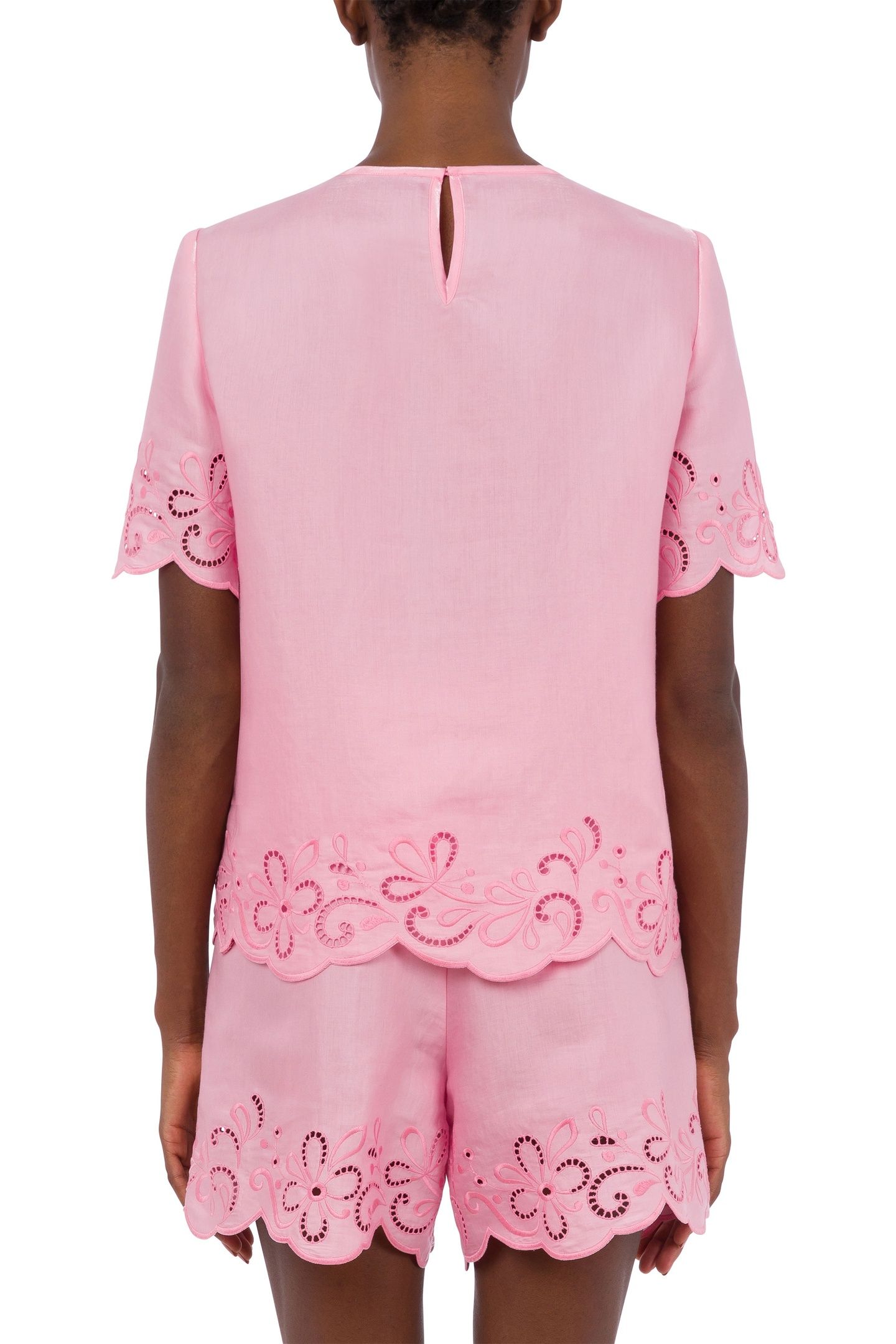 AJOUR NYLON AND VISCOSE BLOUSE PINK 2