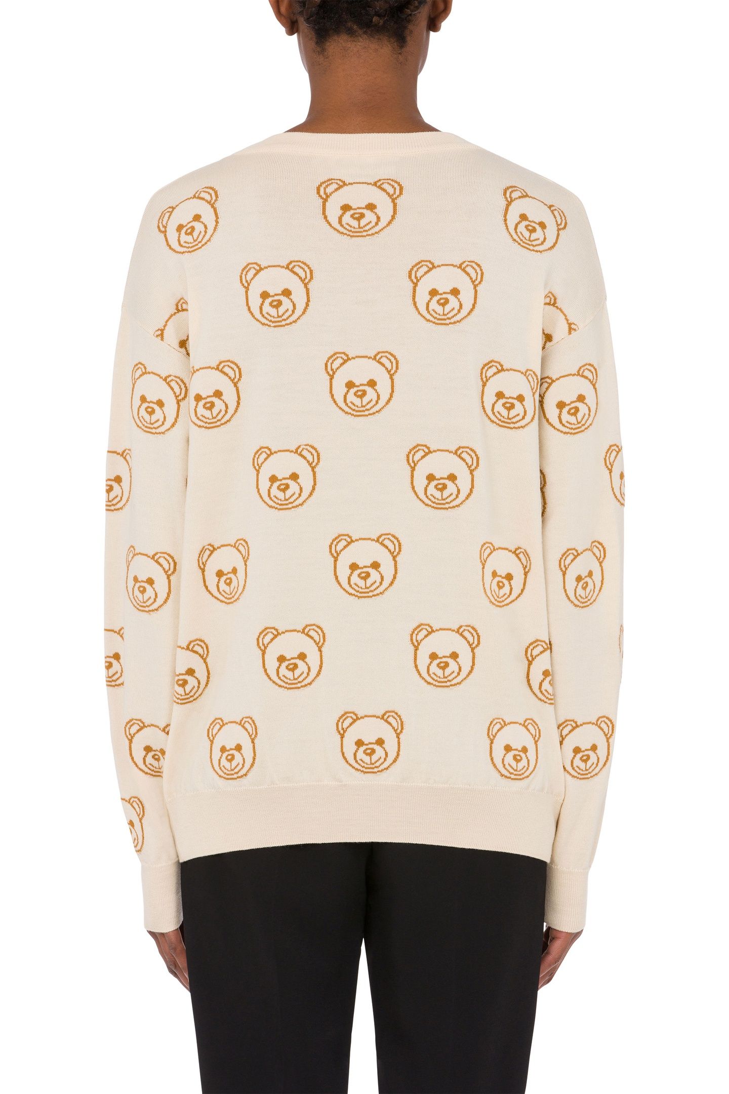 ALLOVER TEDDY BEAR WOOL PULLOVER WHITE 2