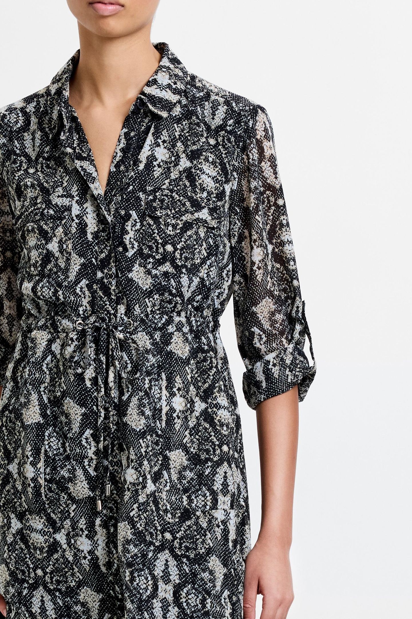 SNAKE PRINT L/S MIDI DRESS NEUTRAL MULTI 3