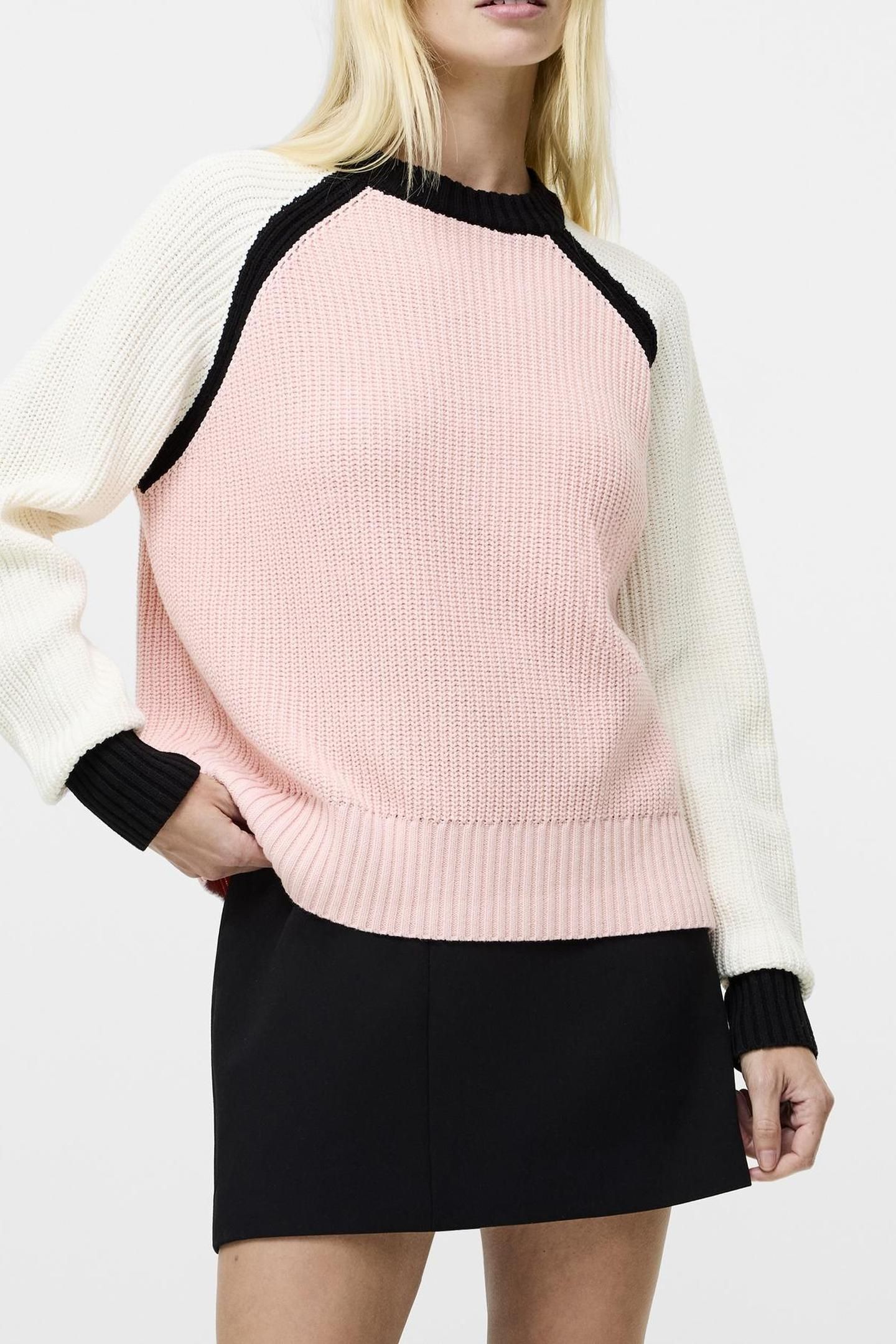 VARLI COLOUR BLOCKING JUMPER BLACK/PEACH PINK/WHI 1