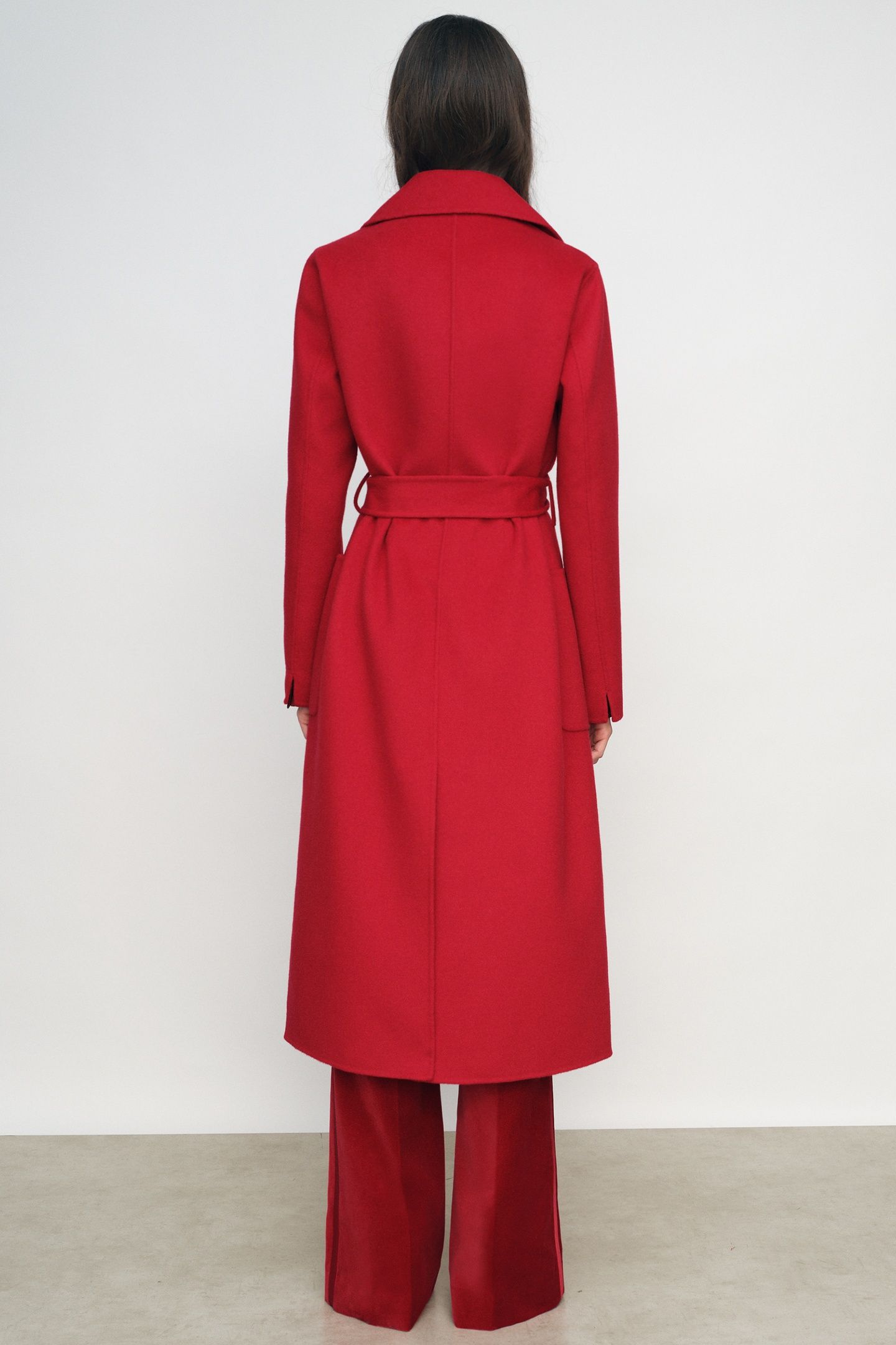 LONG DB BLIND SEAM COAT RED 2