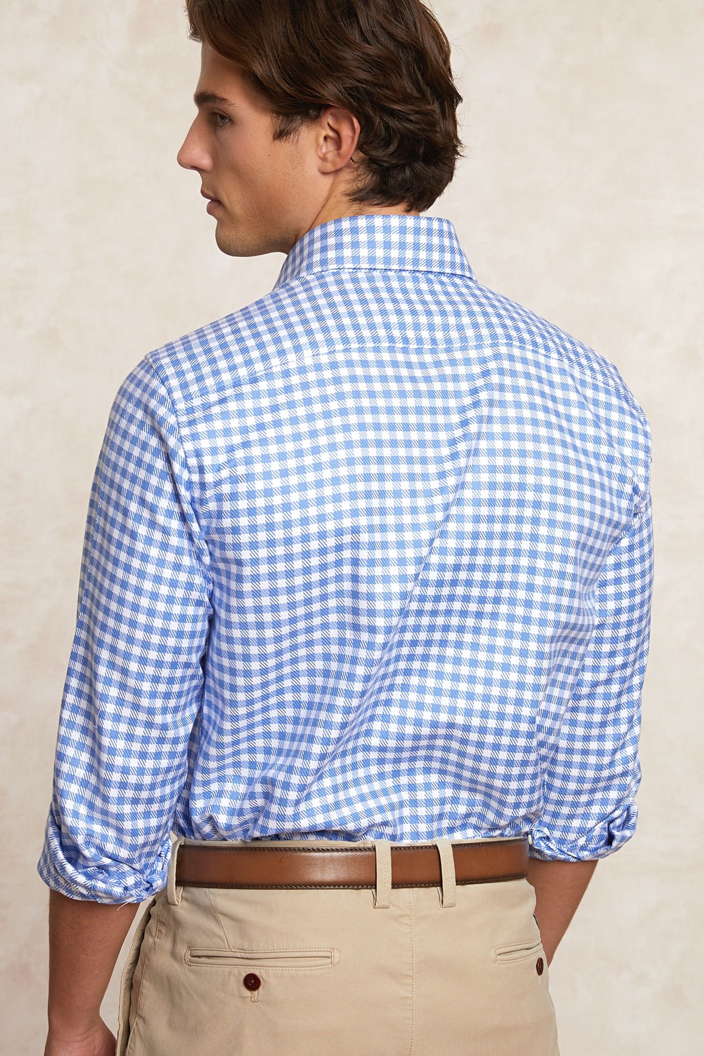 CUSTOM FIT COTTON CHECKED SHIRT BLUE/WHITE 2