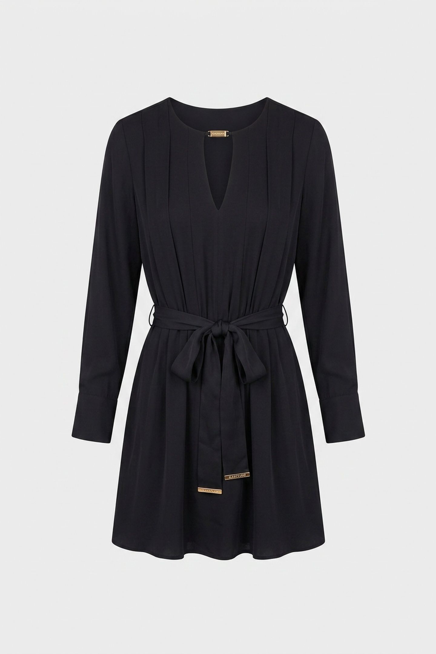 ANITA V NECK FLARED JET BLACK A996 3