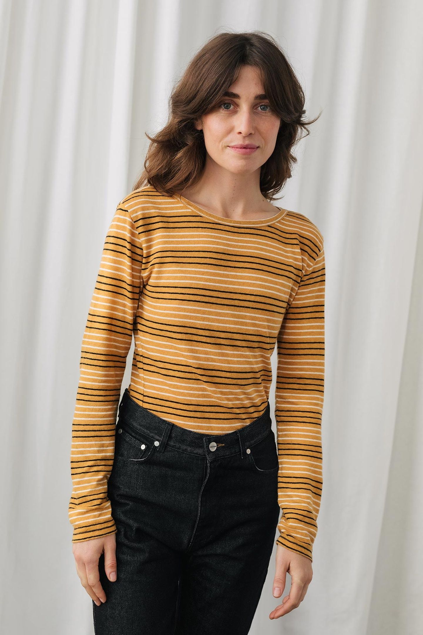 LEEVE T-SHIRT MUSTARD STRIPES 1