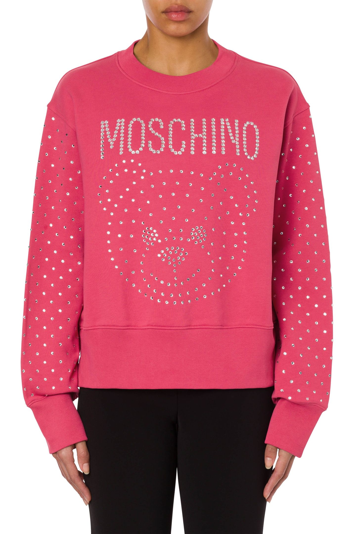 CRYSTAL TEDDY BEAR ORGANIC COTTON SWEATSHIRT PINK 1