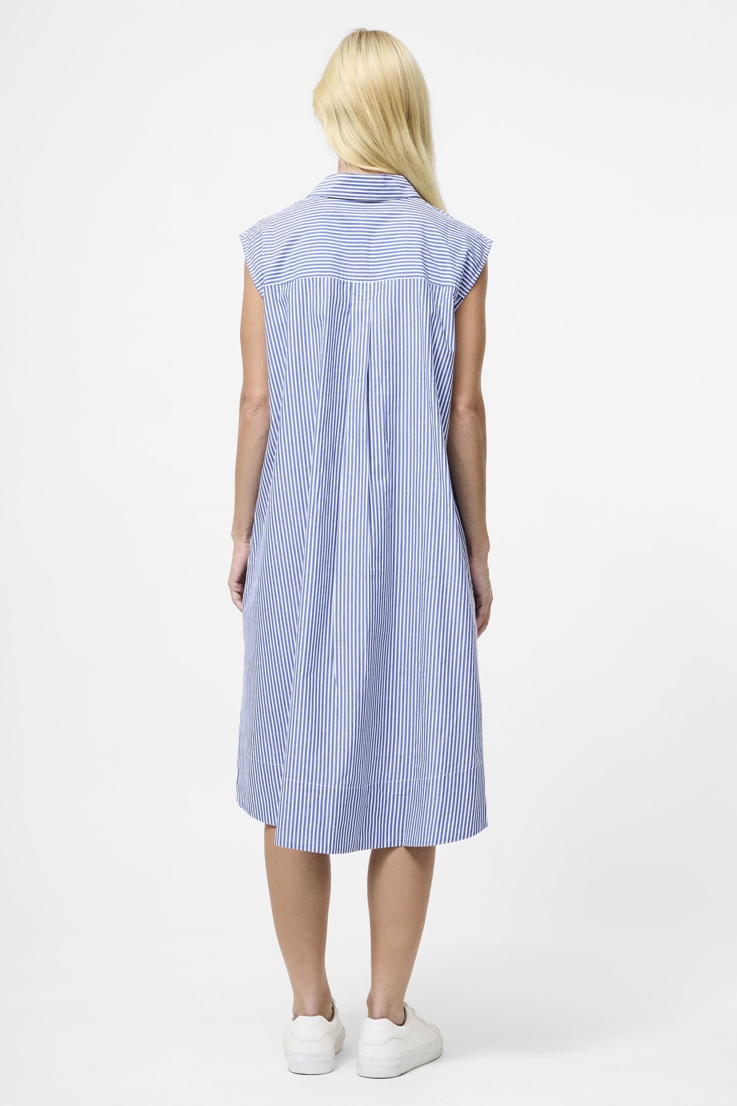 RHODES STRIPE S/LESS DRESS LINEN WHITE/MARINE 3
