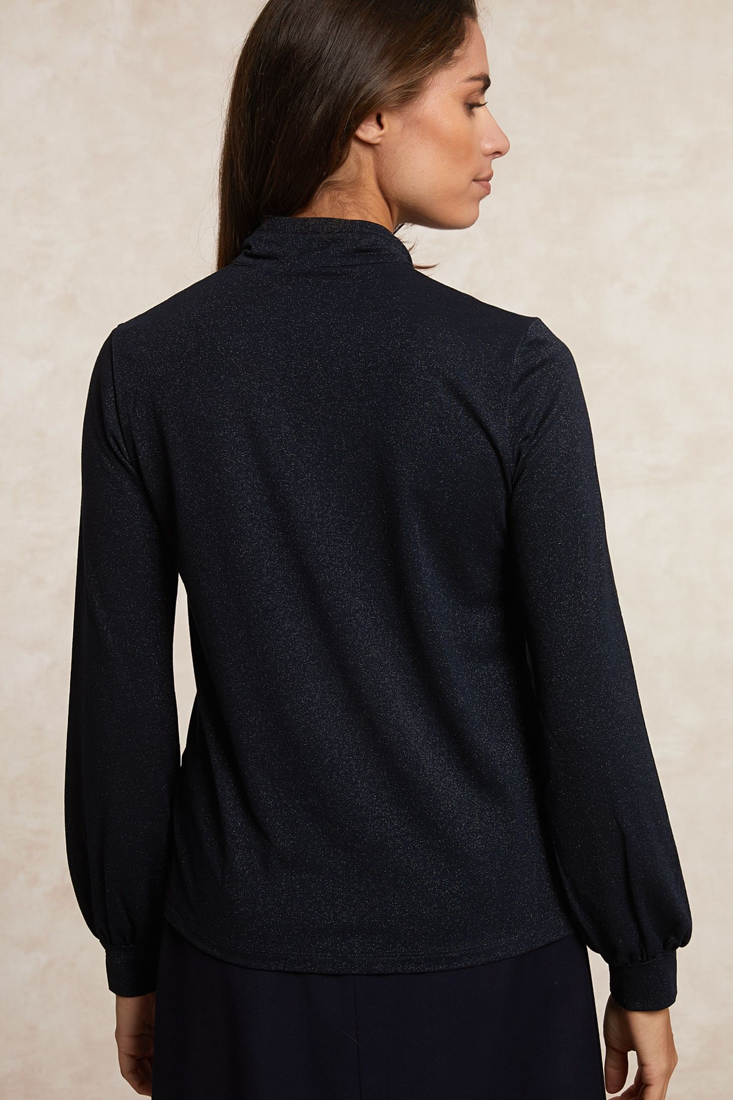 FANCY LUREX T-SHIRT WITH BOW NAVY 2