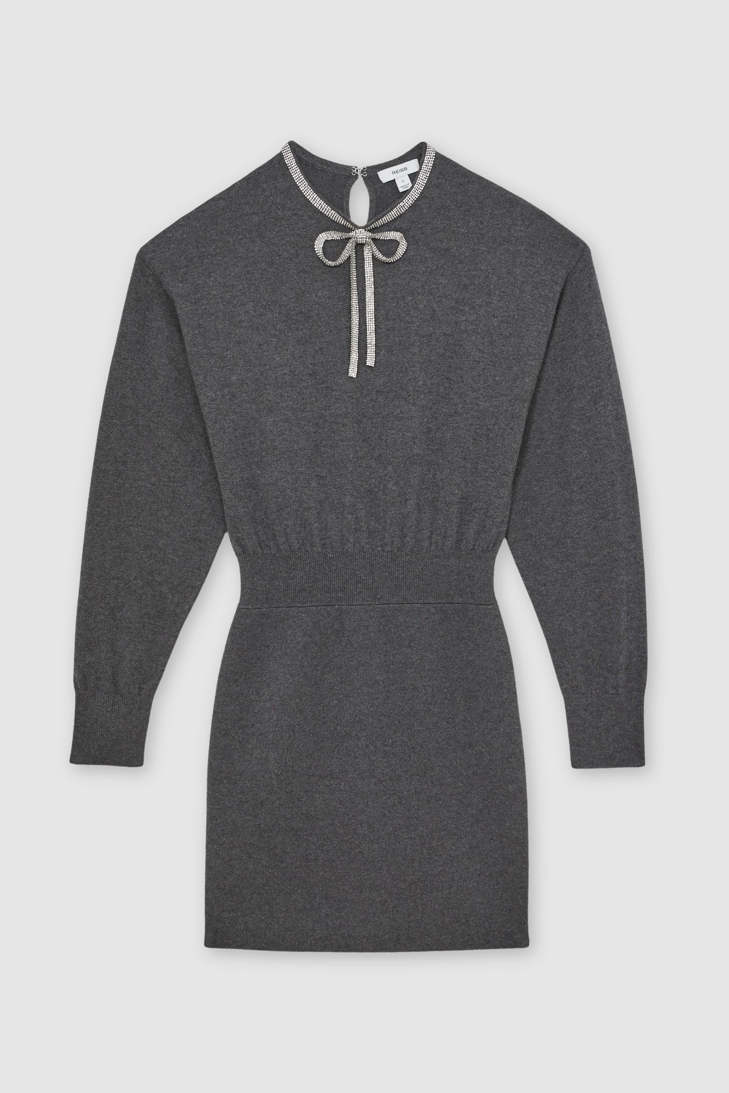 CHAIN DETAIL KNITTED MINI DRESS GREY 4