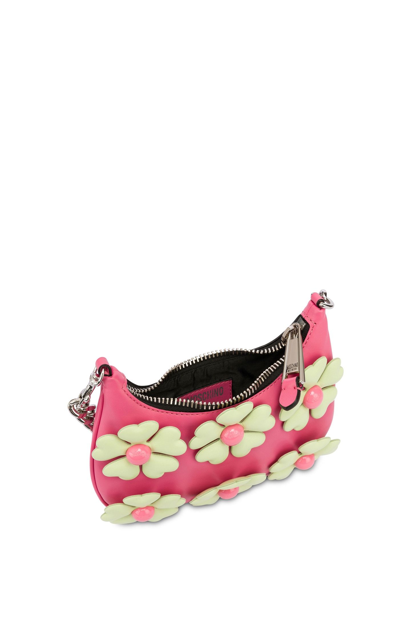 HEART FLOWERS NAPPA LEATHER MINI HOBO BAG PINK 4