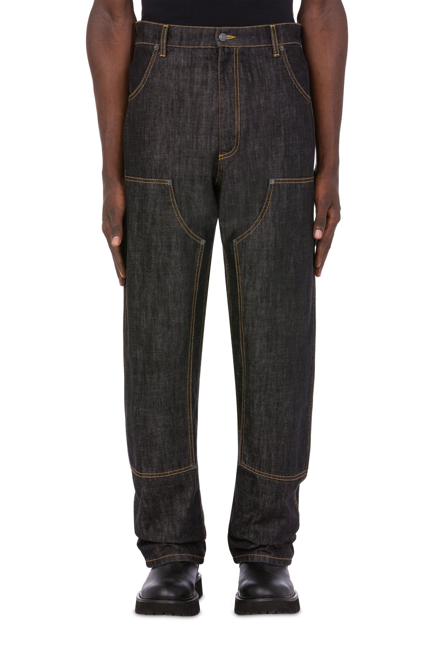 BLACK LOGO LABEL DENIM TROUSERS BLACK 1