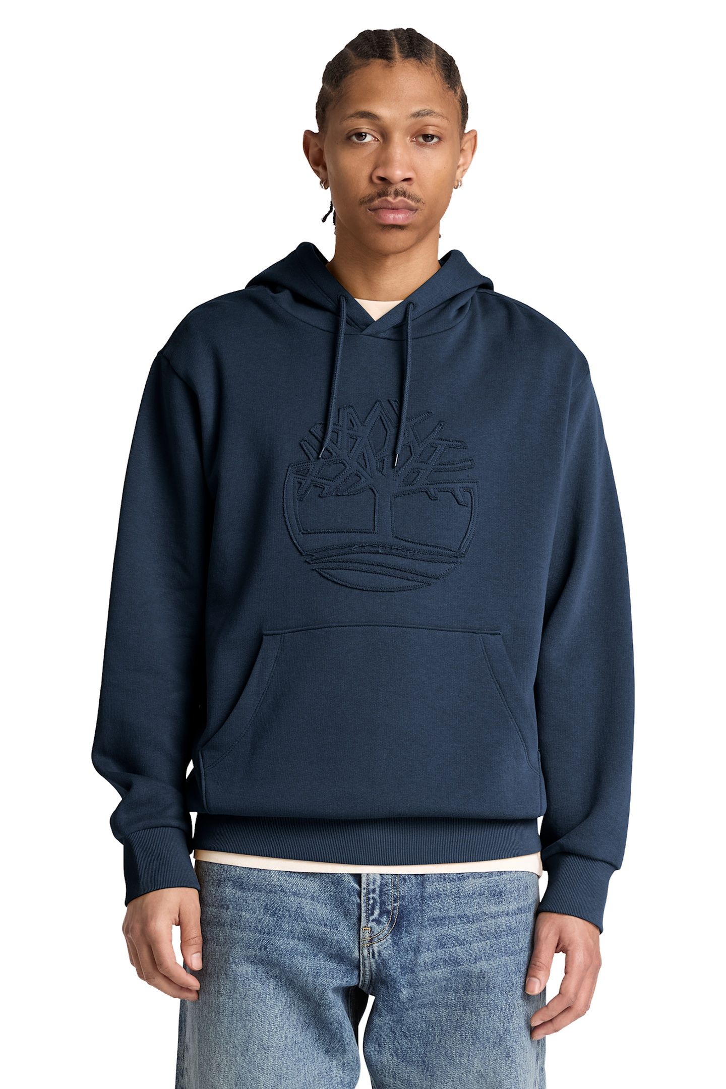 WAREHAM TREE LOGO PATCH BB HOODIE DARK SAPPHIRE 1