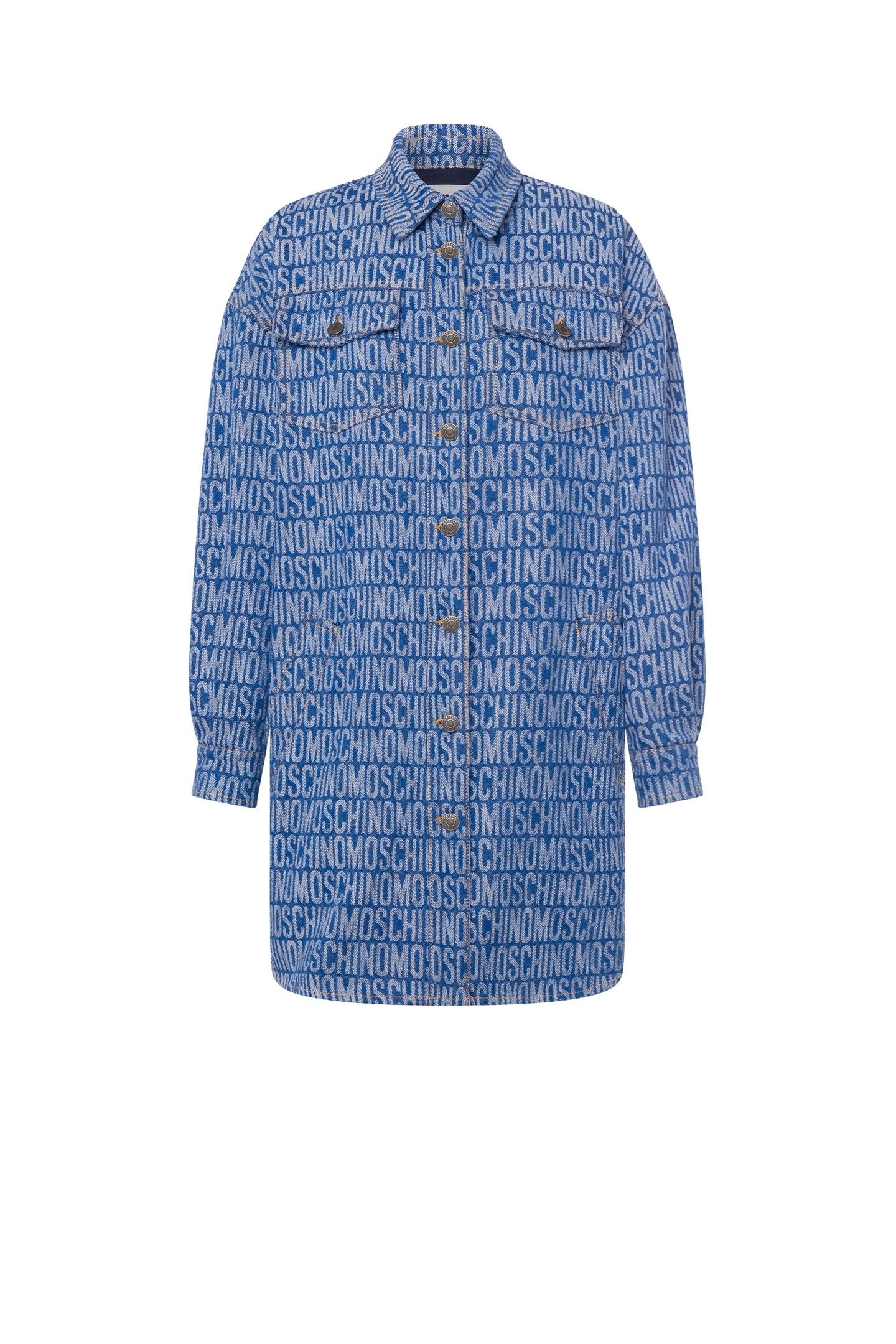 ALLOVER LOGO DENIM SHIRT DRESS BLUE 3