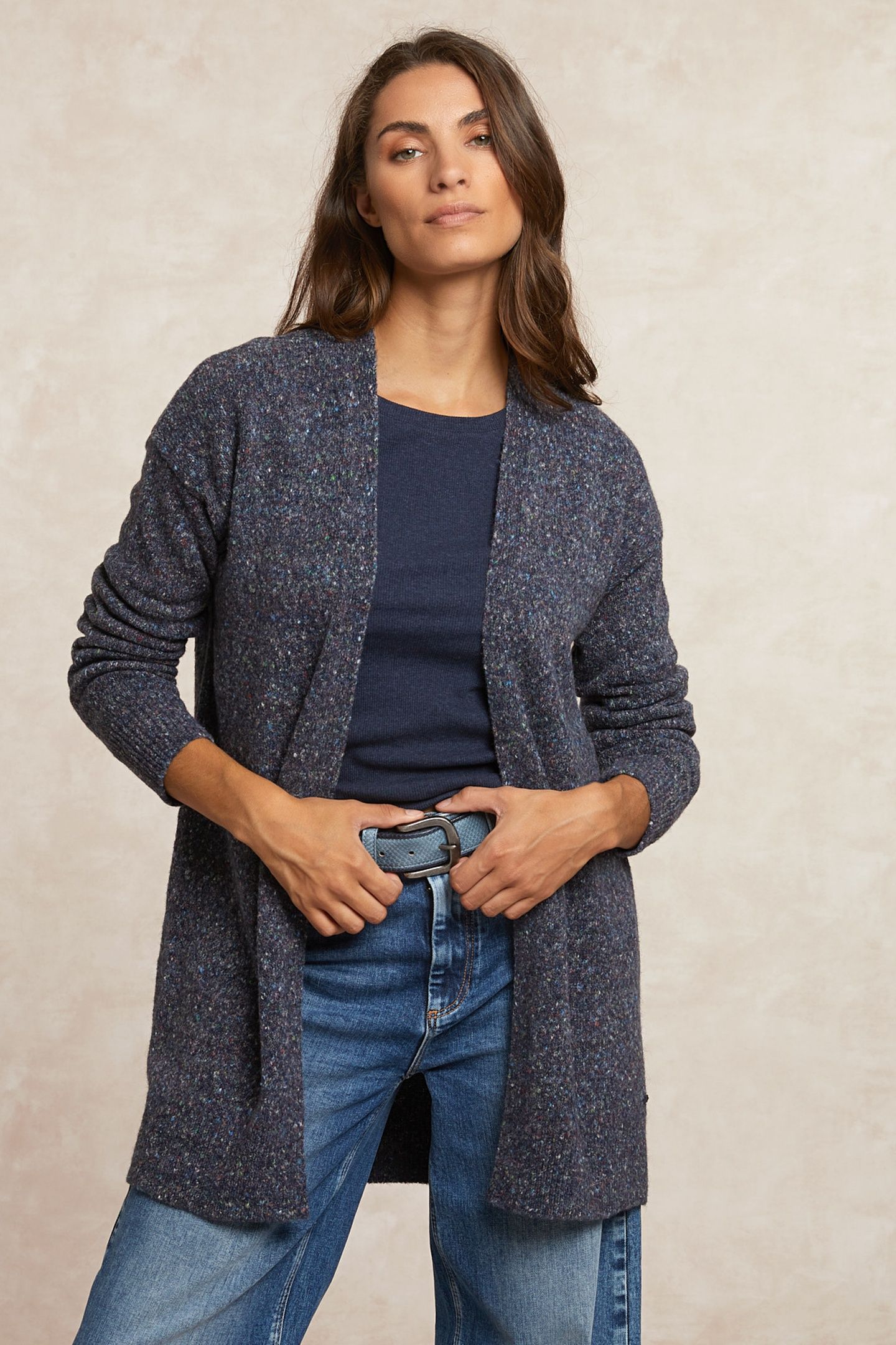 LONG DOTTED V-NECK CARDIGAN BLUE 3