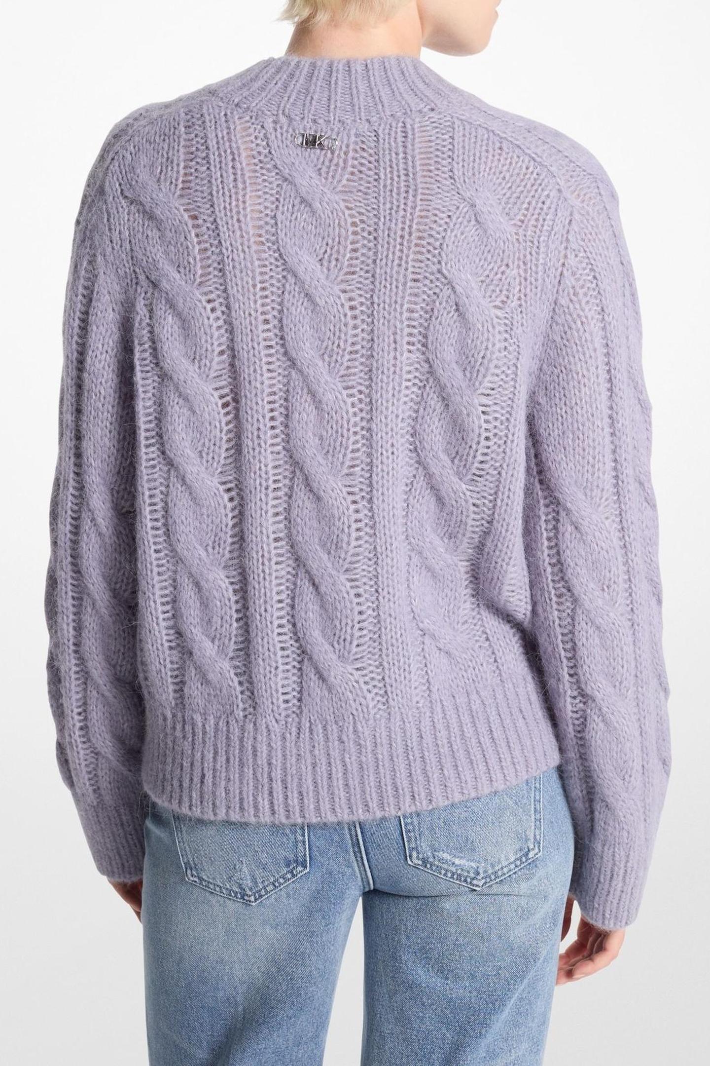 CABLE V NECK CHUNKY SWEATER SWEET LILAC 2
