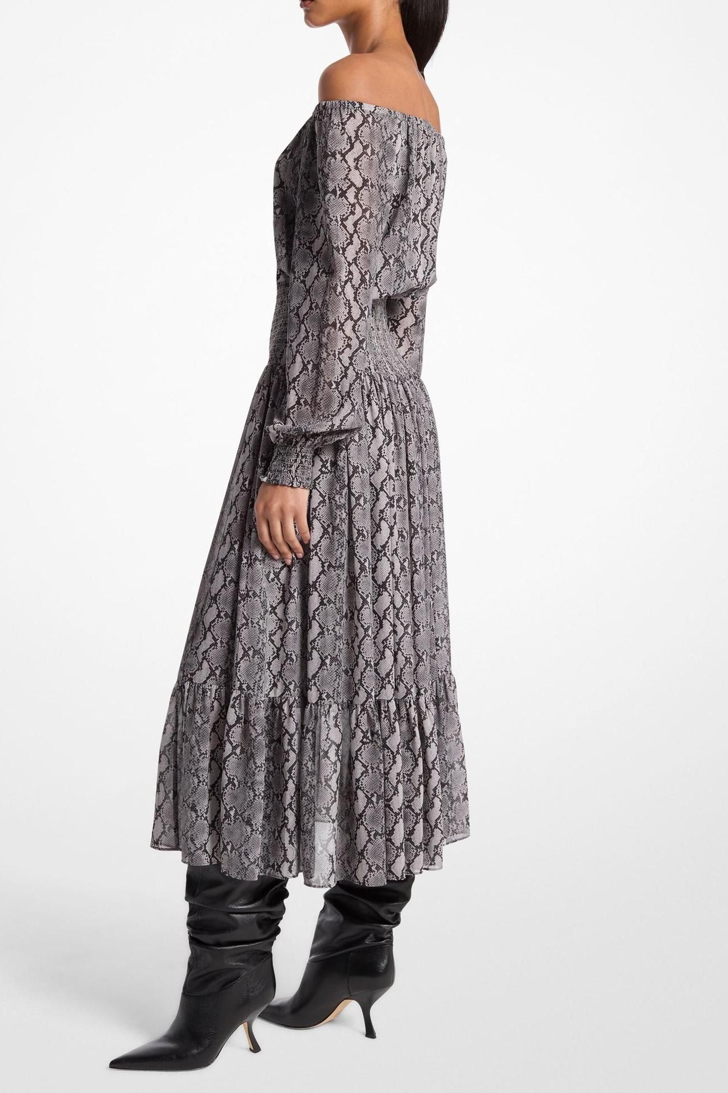 BOAT NECK SMOCK MAXI DRESS BLACK 2