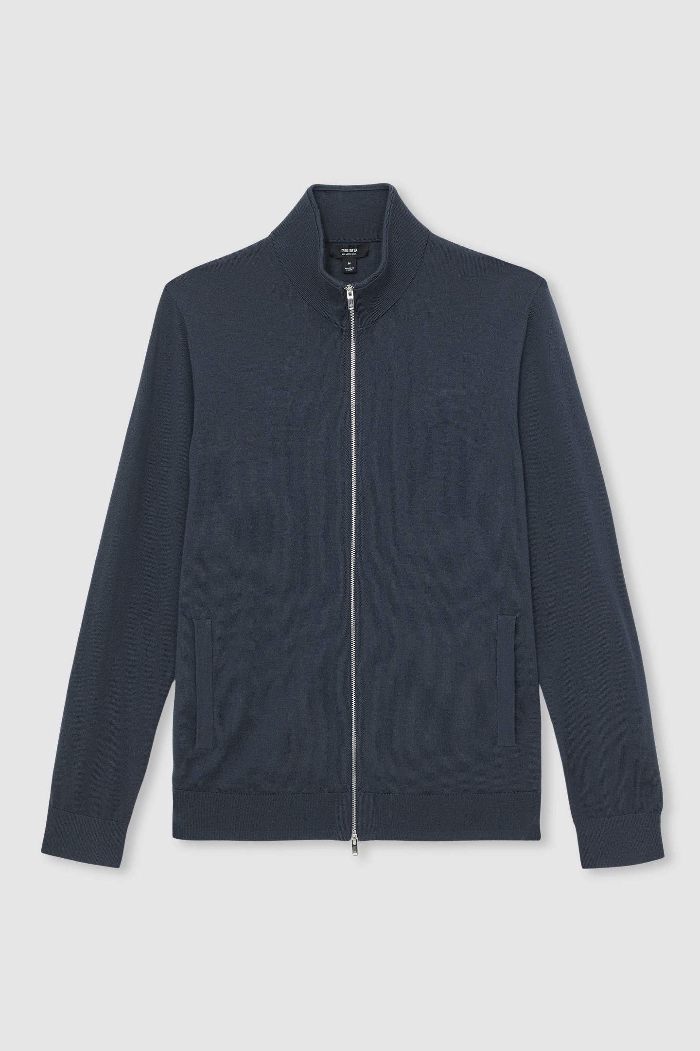 LS MERINO ZIP THROUGH FUNNEL MIDNIGHT NAVY 4