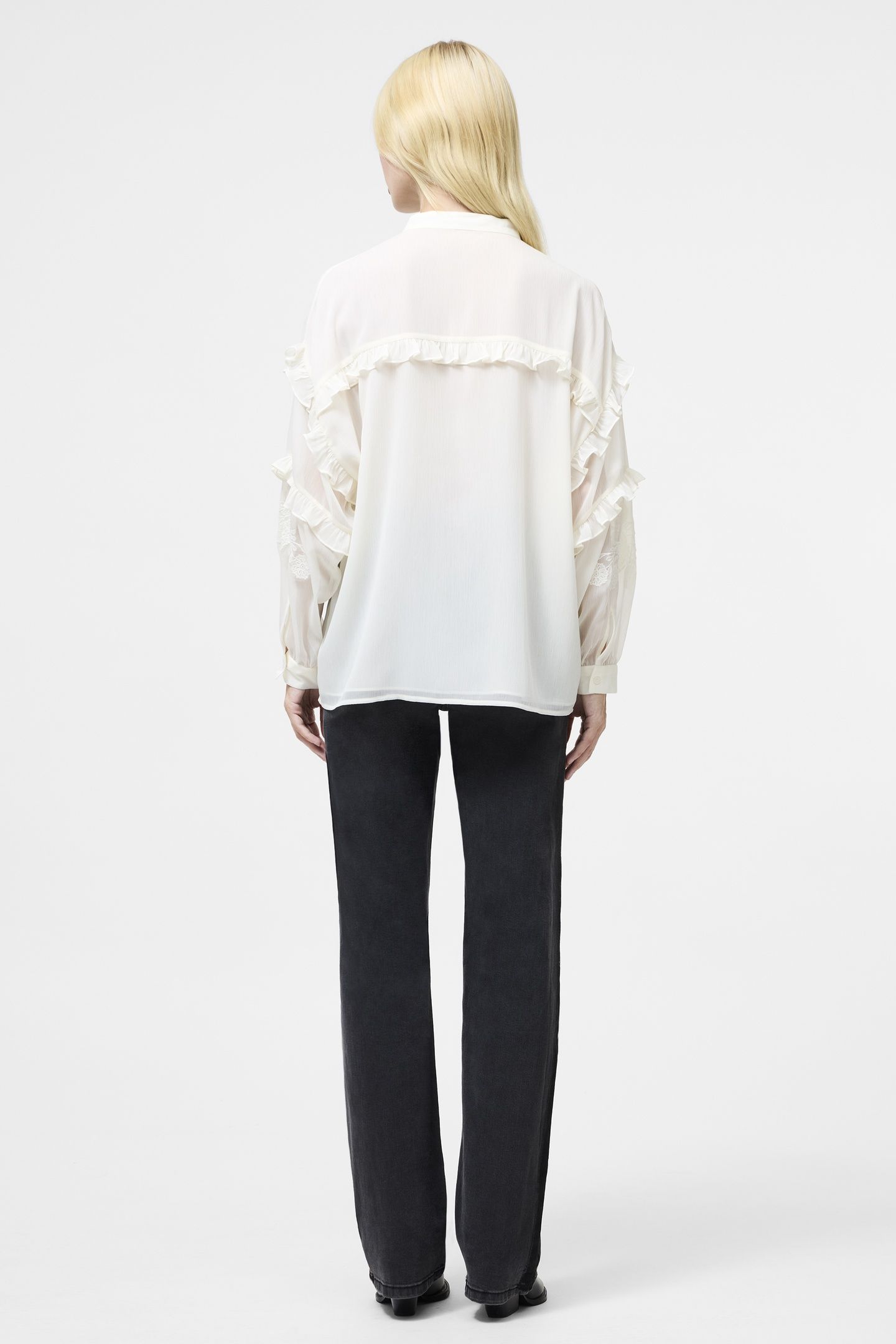 EMINA CHIFFON EMBROIDERED SHIR PORCELAIN CREAM 3
