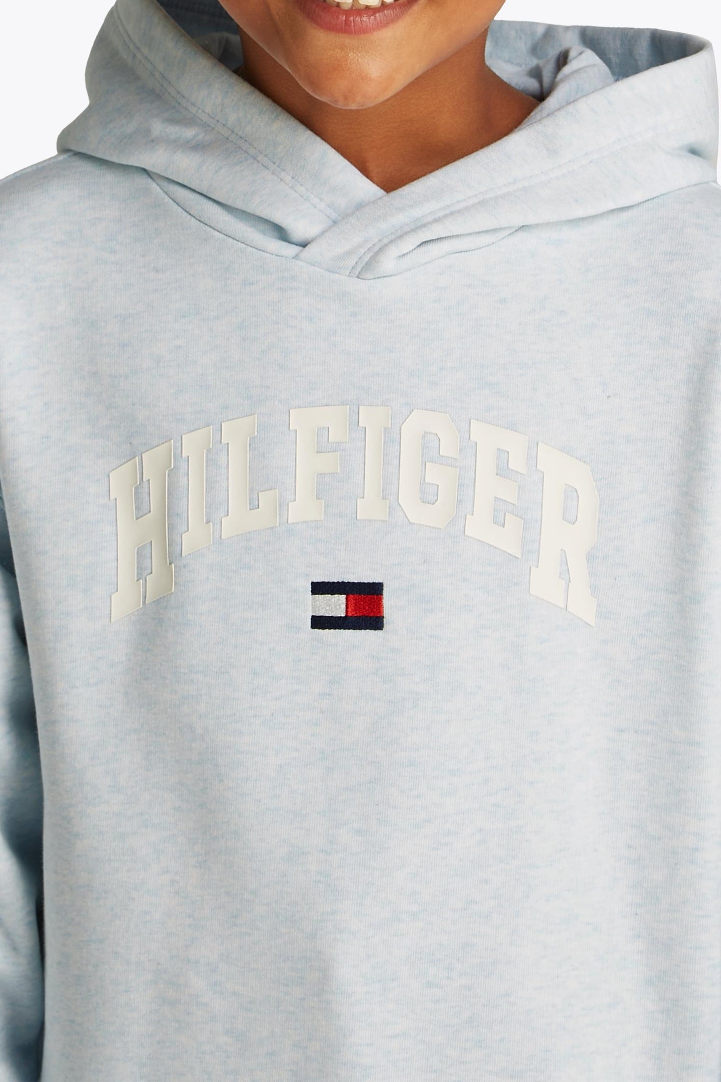 BOYS HILFIGER VARSITY HOODIE BREEZY BLUE HEATHER 6