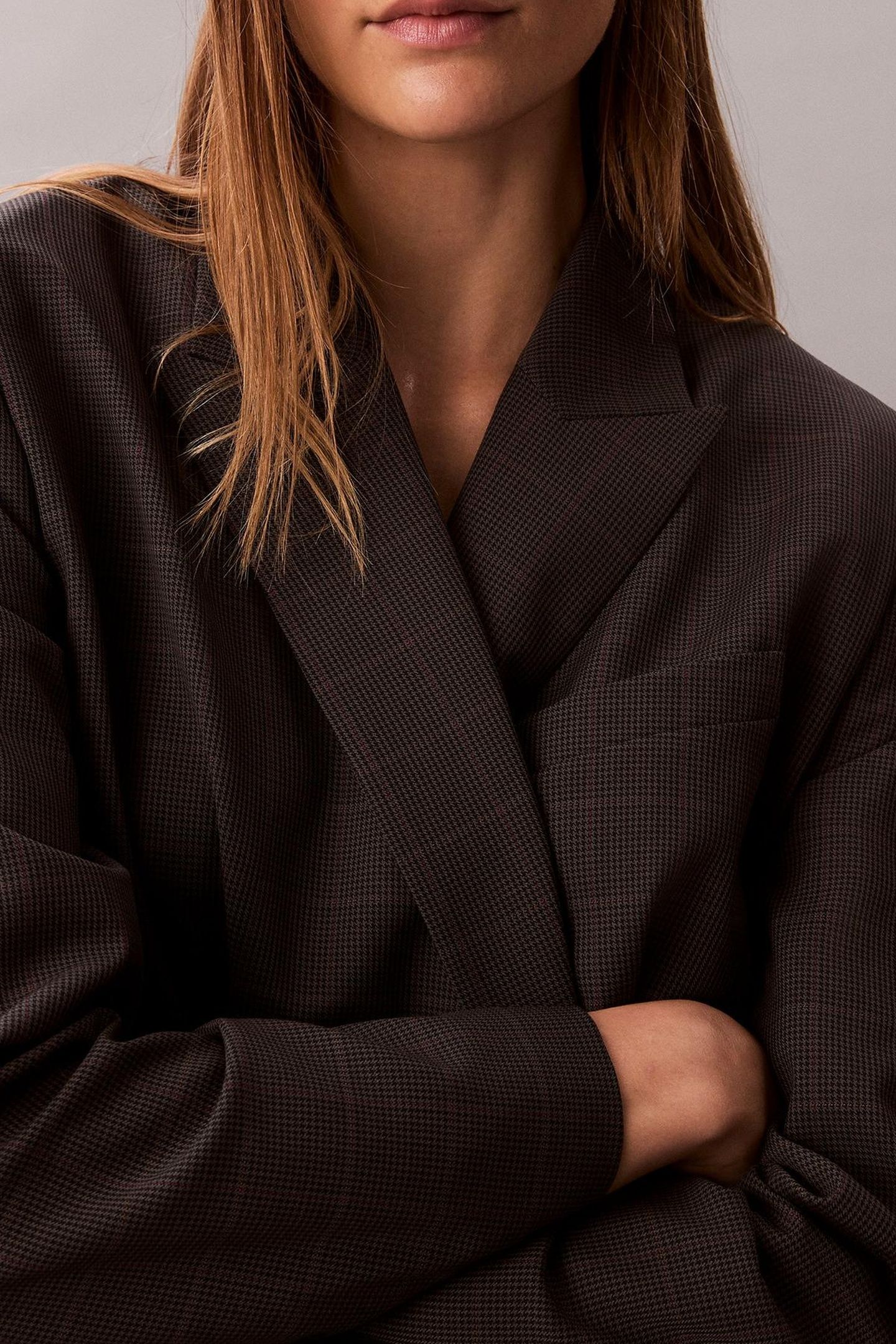 HOUNDSTOOTH WOOL DOUBLE BREASTED BLAZER MAGENTA 7