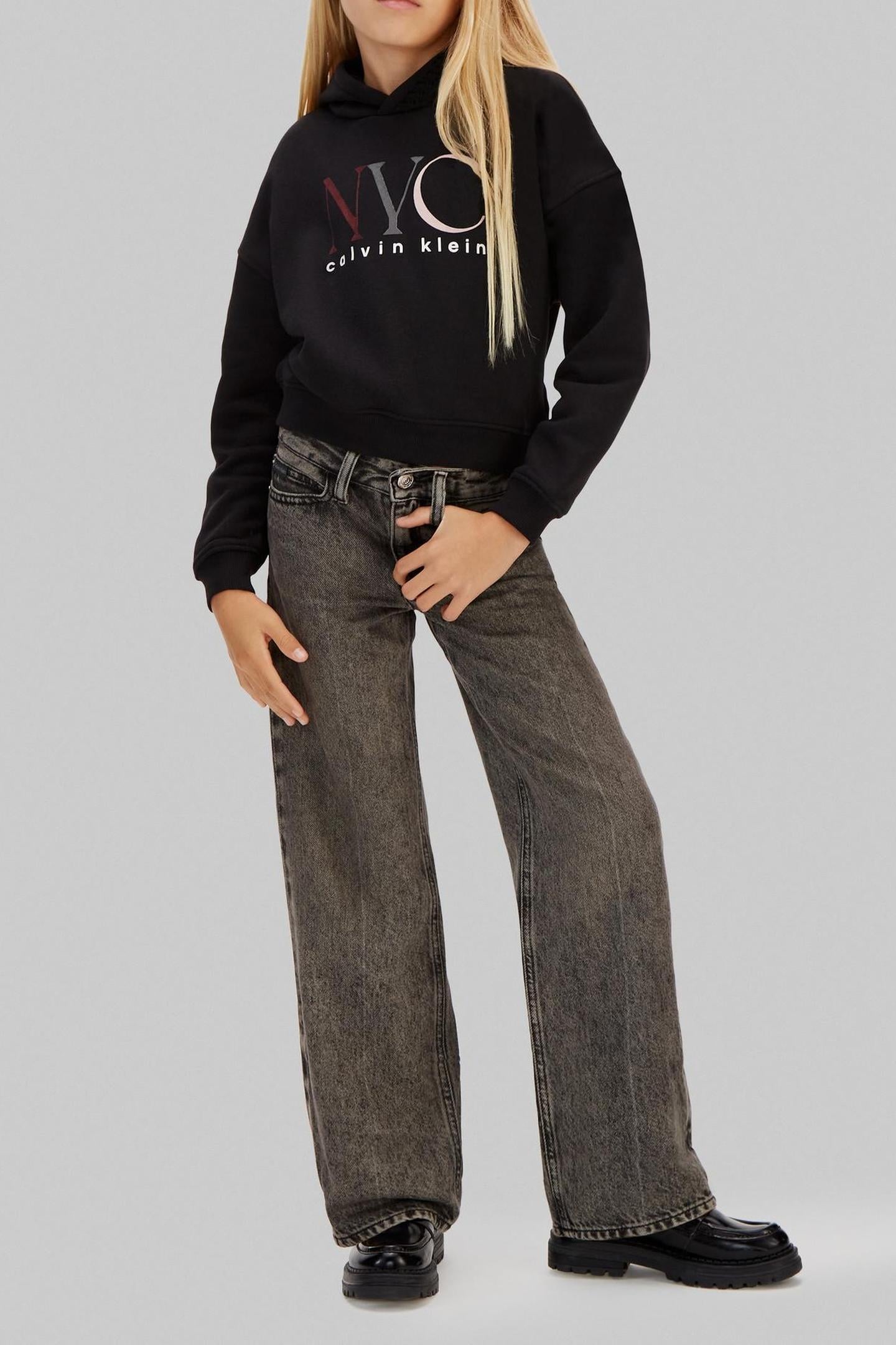 GIRLS NYC GRAPHIC FLEECE HOODIE BLACK 3