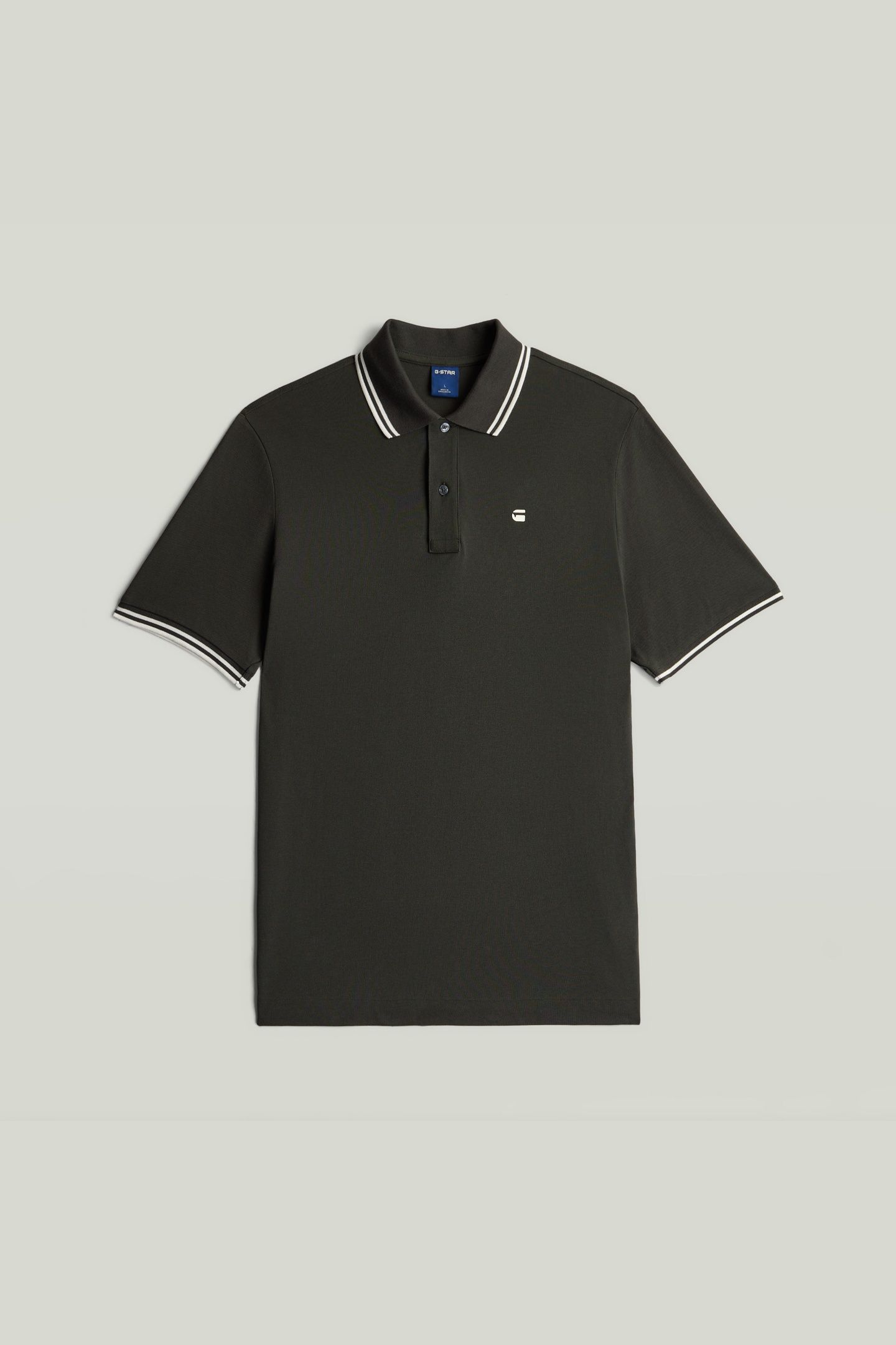 STRIPED COLLAR SLIM POLO S/S GREY 4