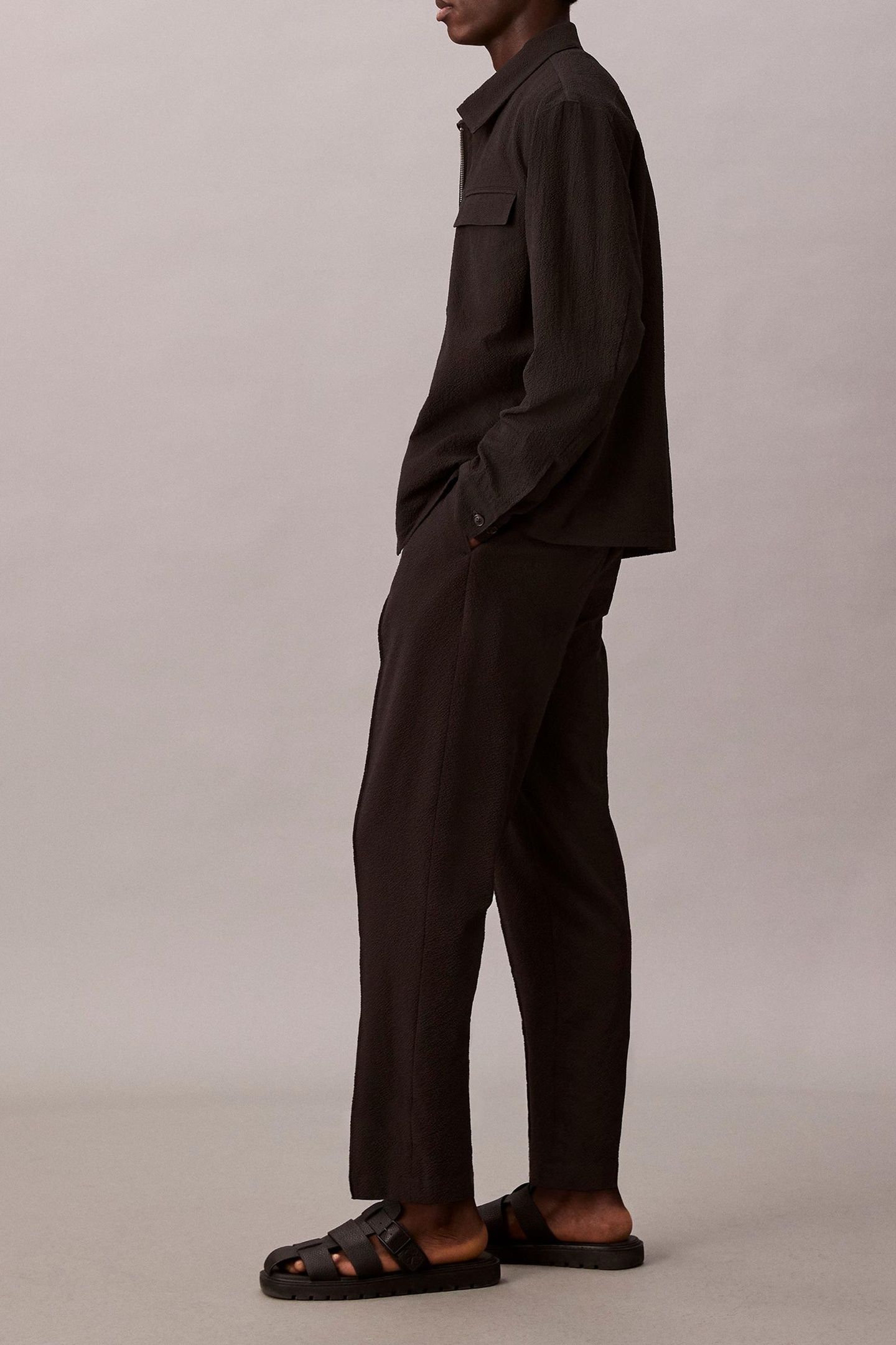 SEERSUCKER PULL ON PANTS BLACK 4