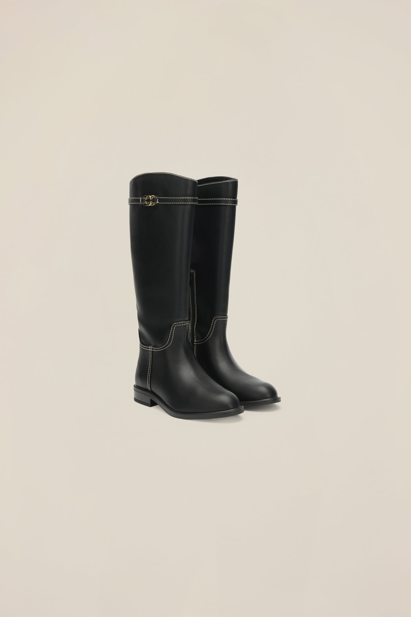 FLAT TALL BOOTS BLACK 2