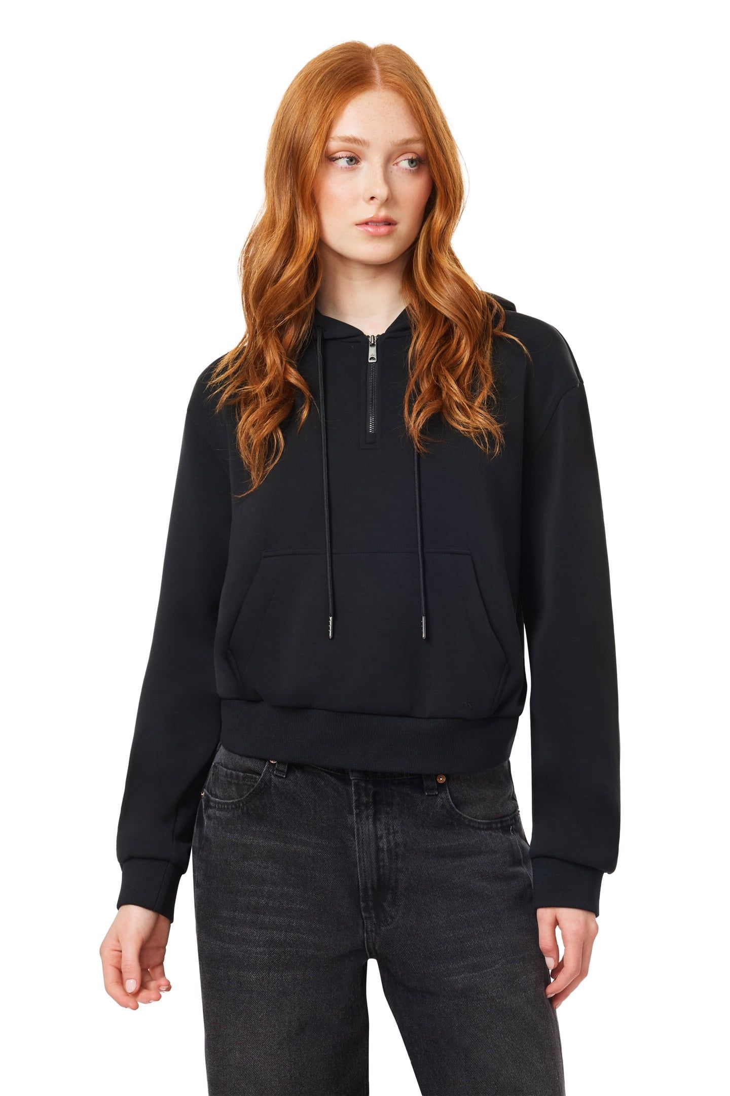 QUARTER ZIP HOODIE BLACK 1