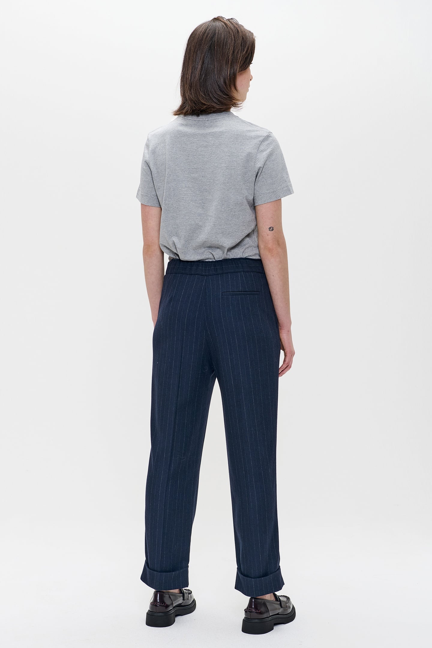 PIN STRP SEATTLE TURNUP PANTS MIDNIGHT BLUE 4