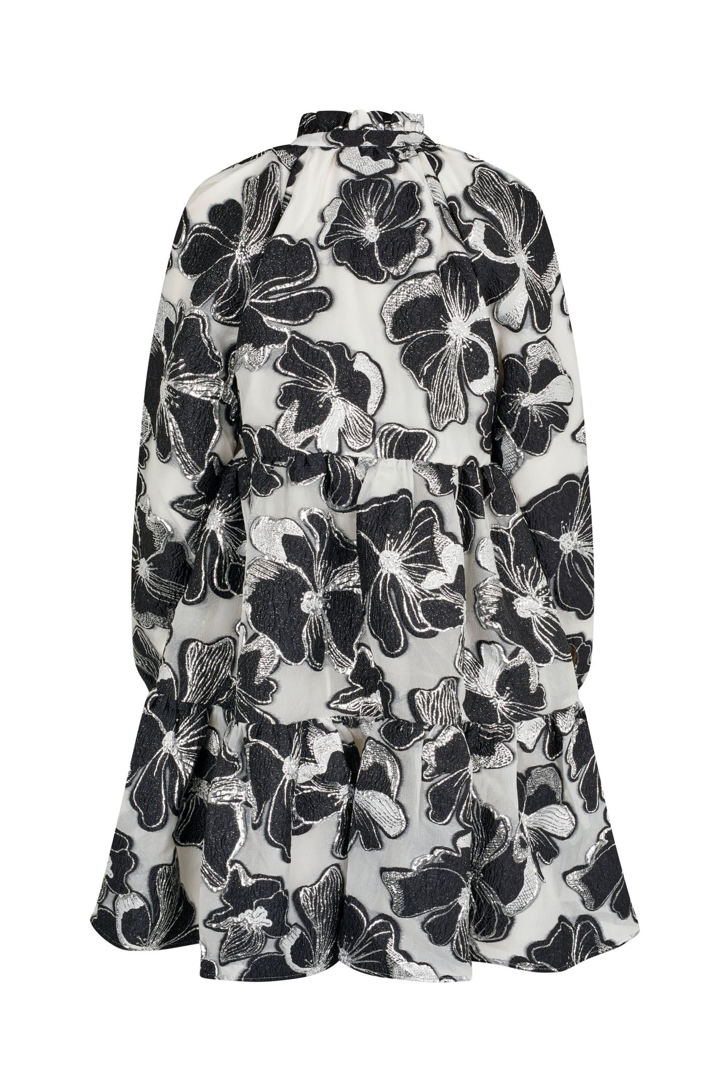 TIER VOLUMINOUS RUFFLE MINI DRESS ANEMONE JACQUARD 4