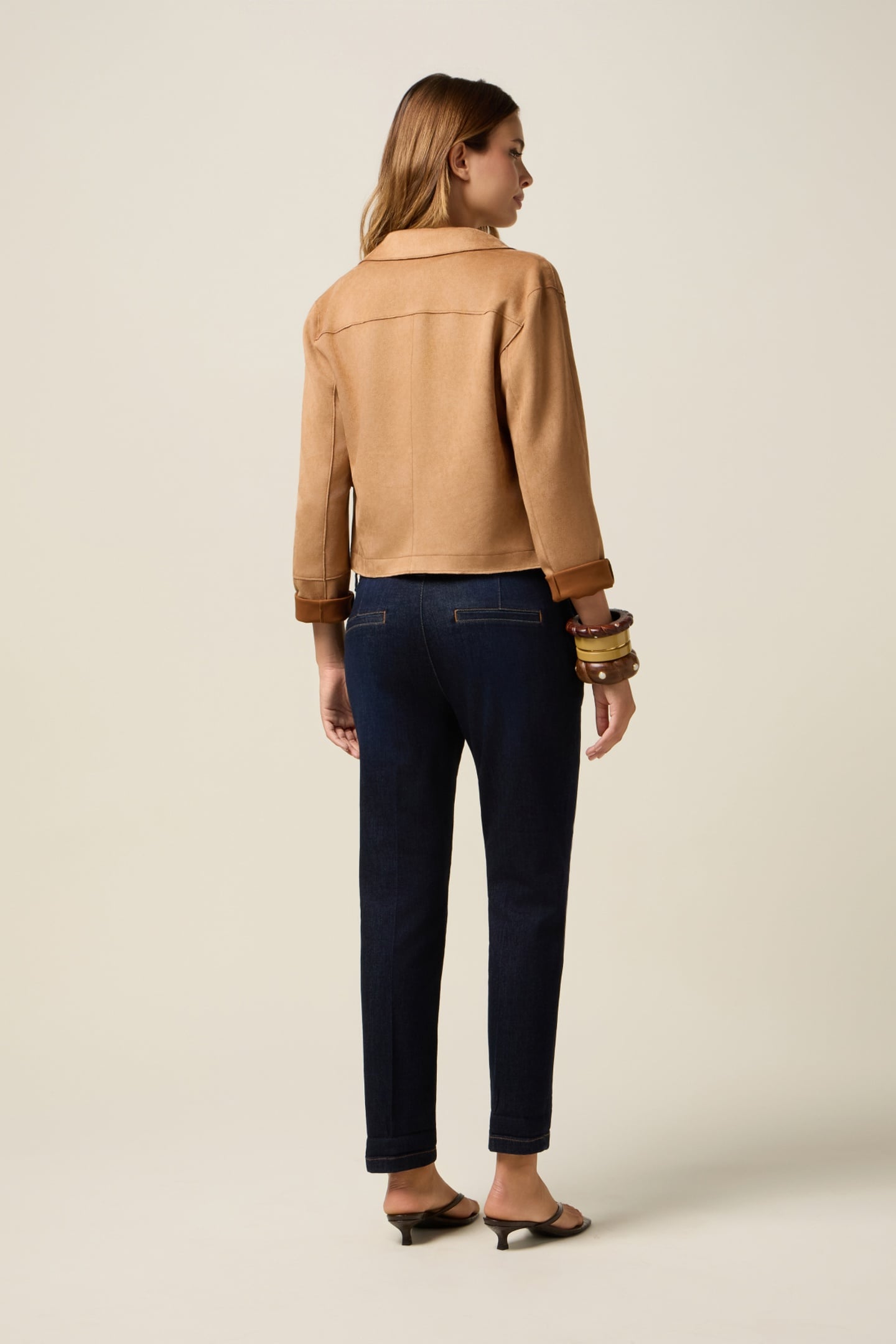 SHORT JACKET IN SOFT FABRIC BROWN 3
