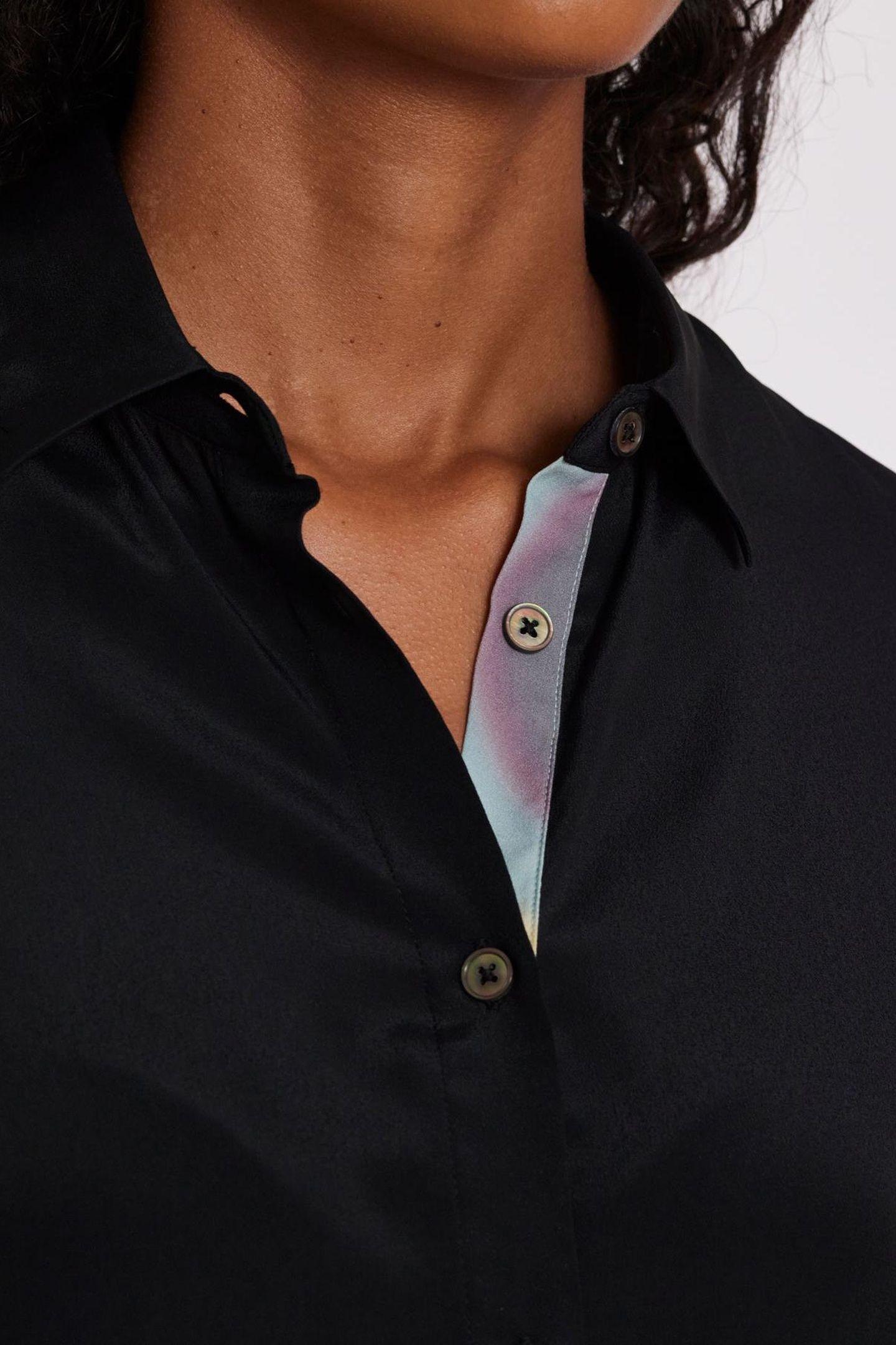 WOMENS SPRAY SWIRL PLACKET SHIRT BLACK 7