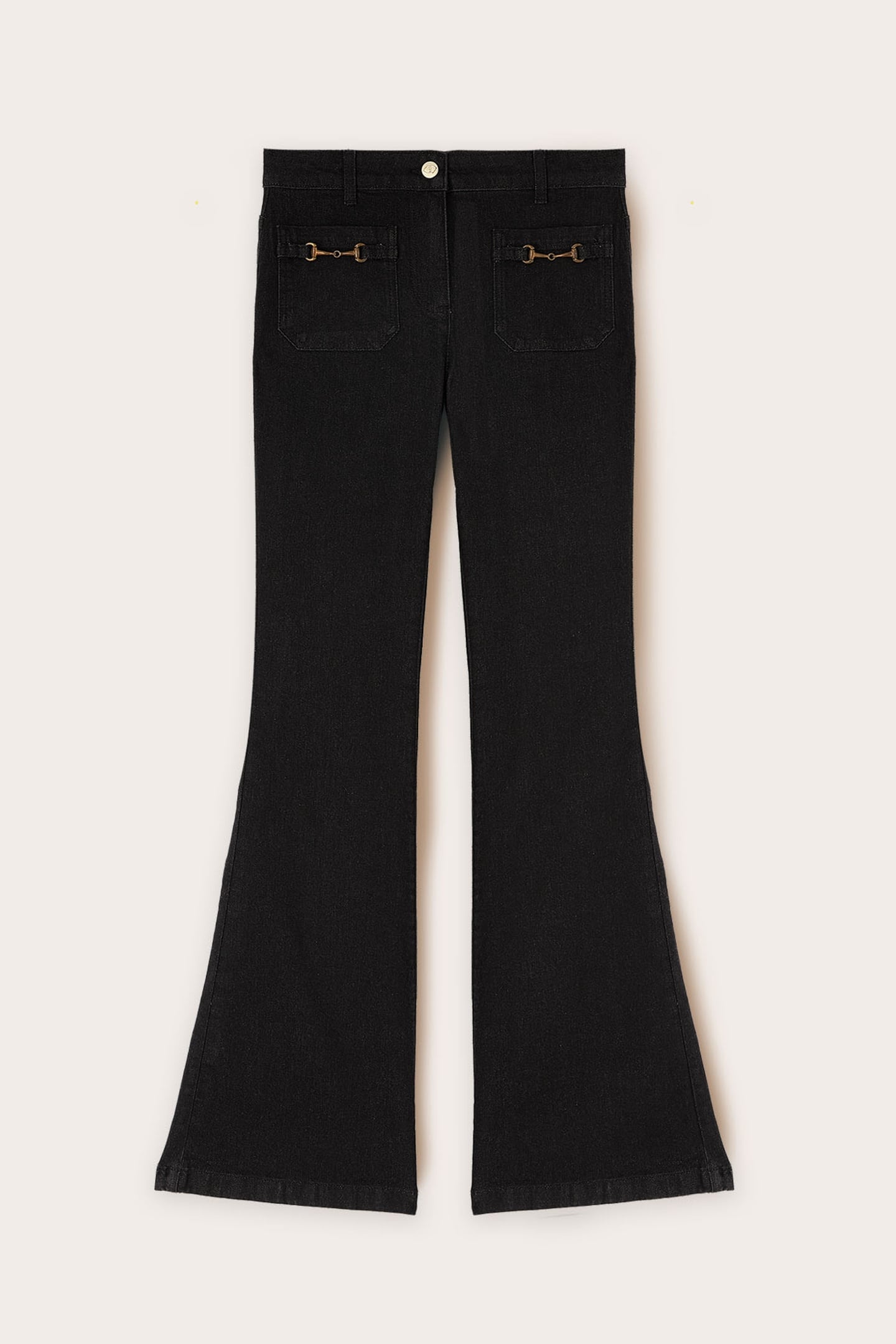 FLARE JEANS WITH METAL TOGGLES BLACK 4