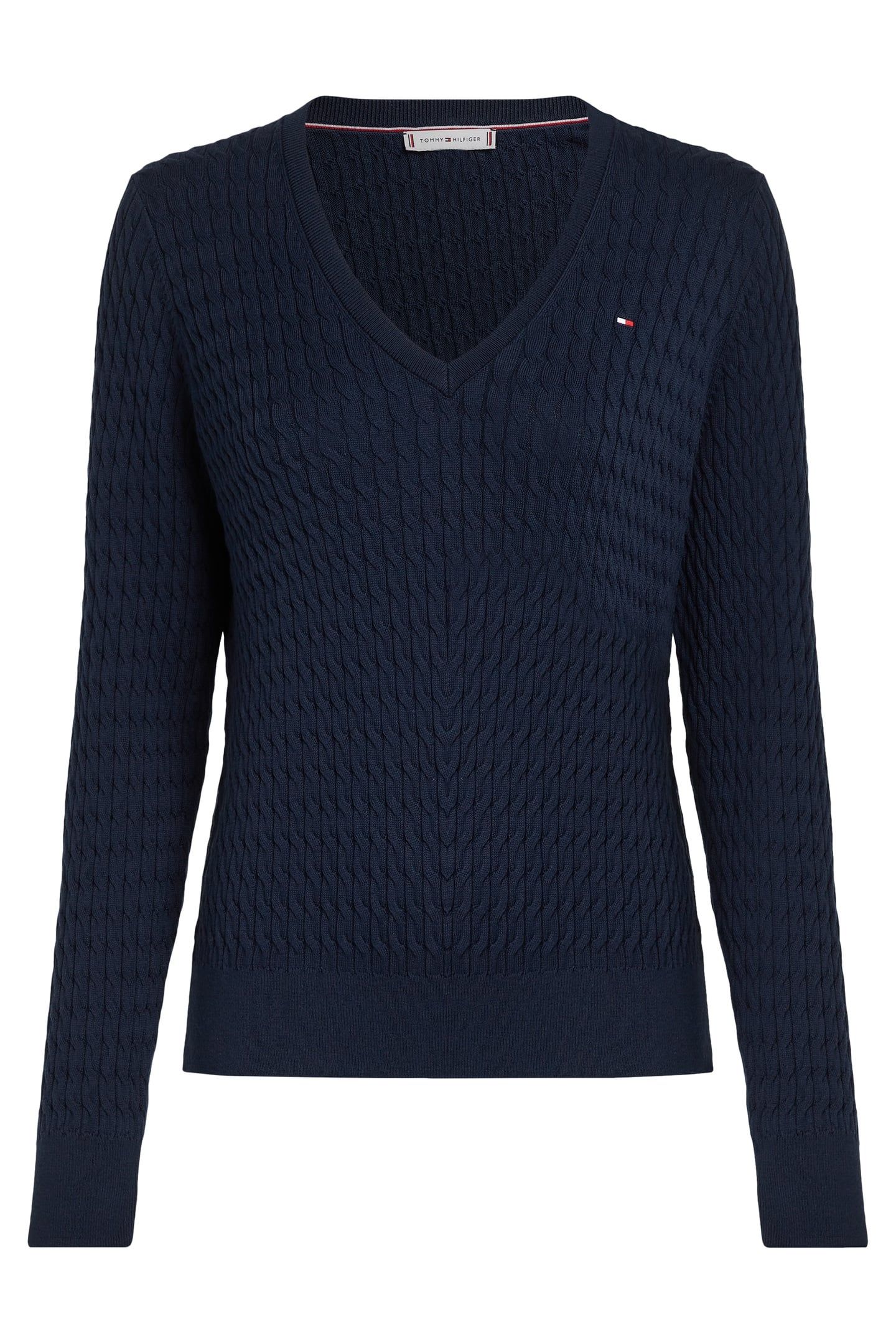 CO CABLE FINE GG V-NECK DARK BLUE 6