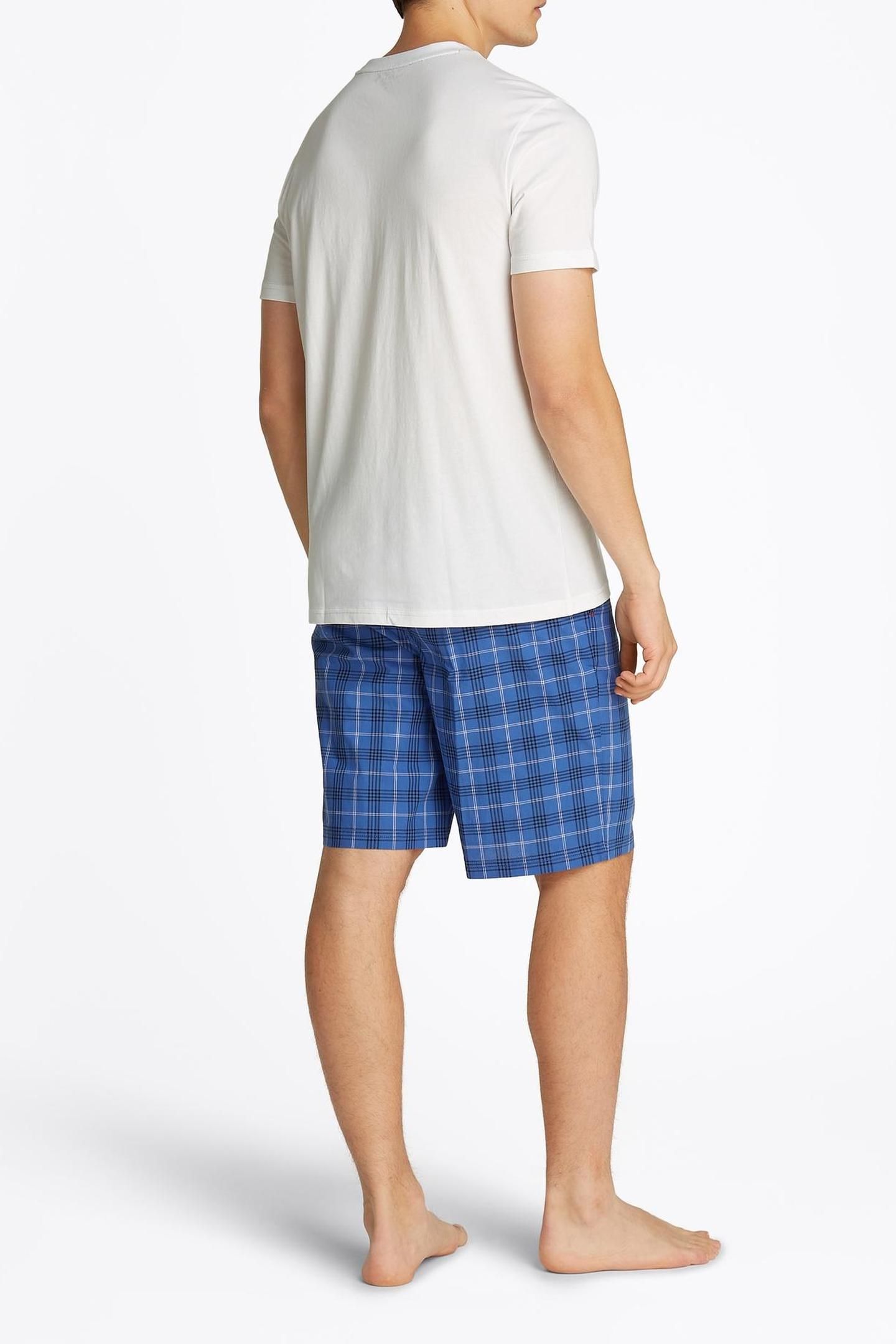 SS WOVEN PJ SET WHITE/GRID PLAID 3