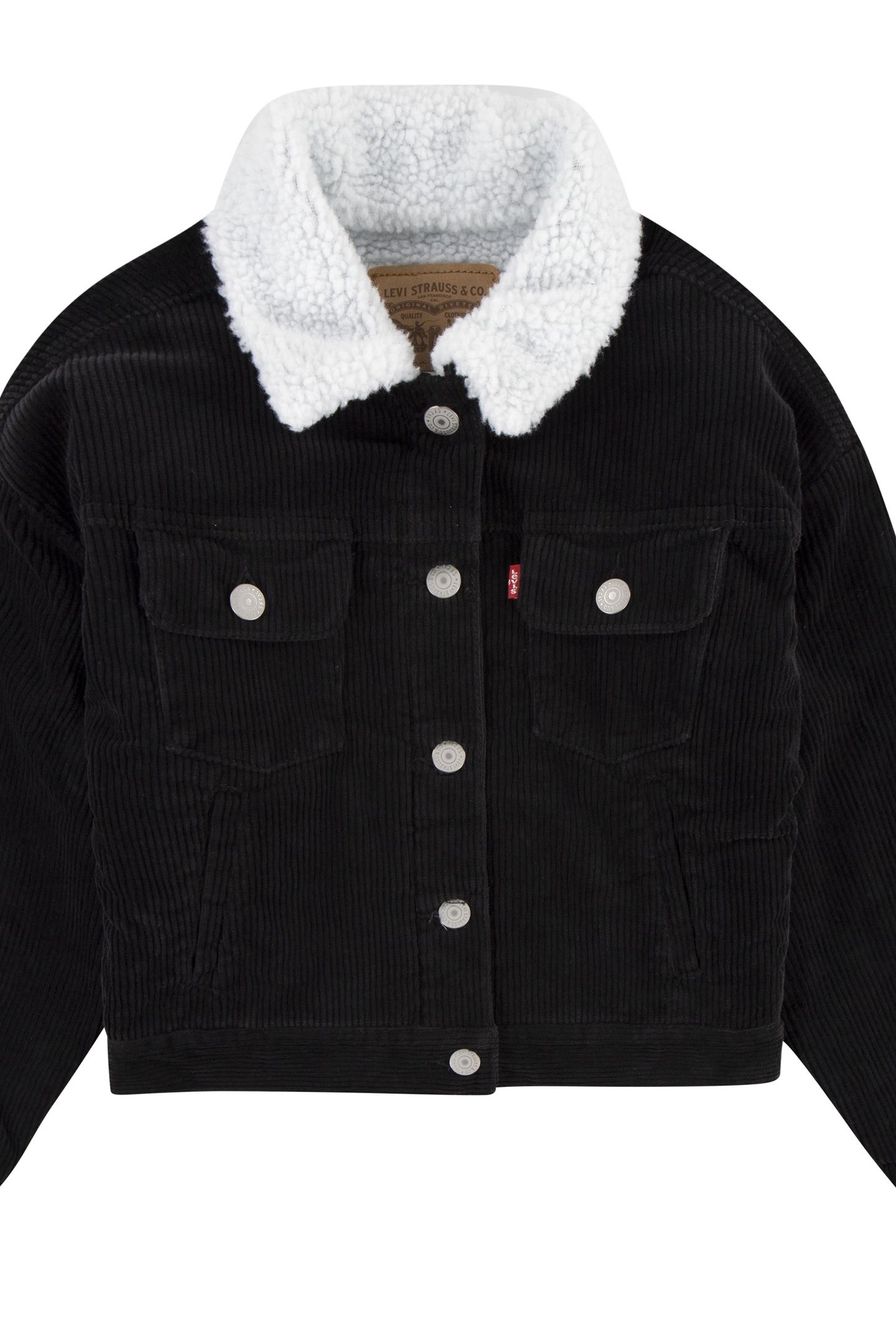 GIRLS BABY BAGGY CORDUROY TRUCKER JACKET BLACK 1
