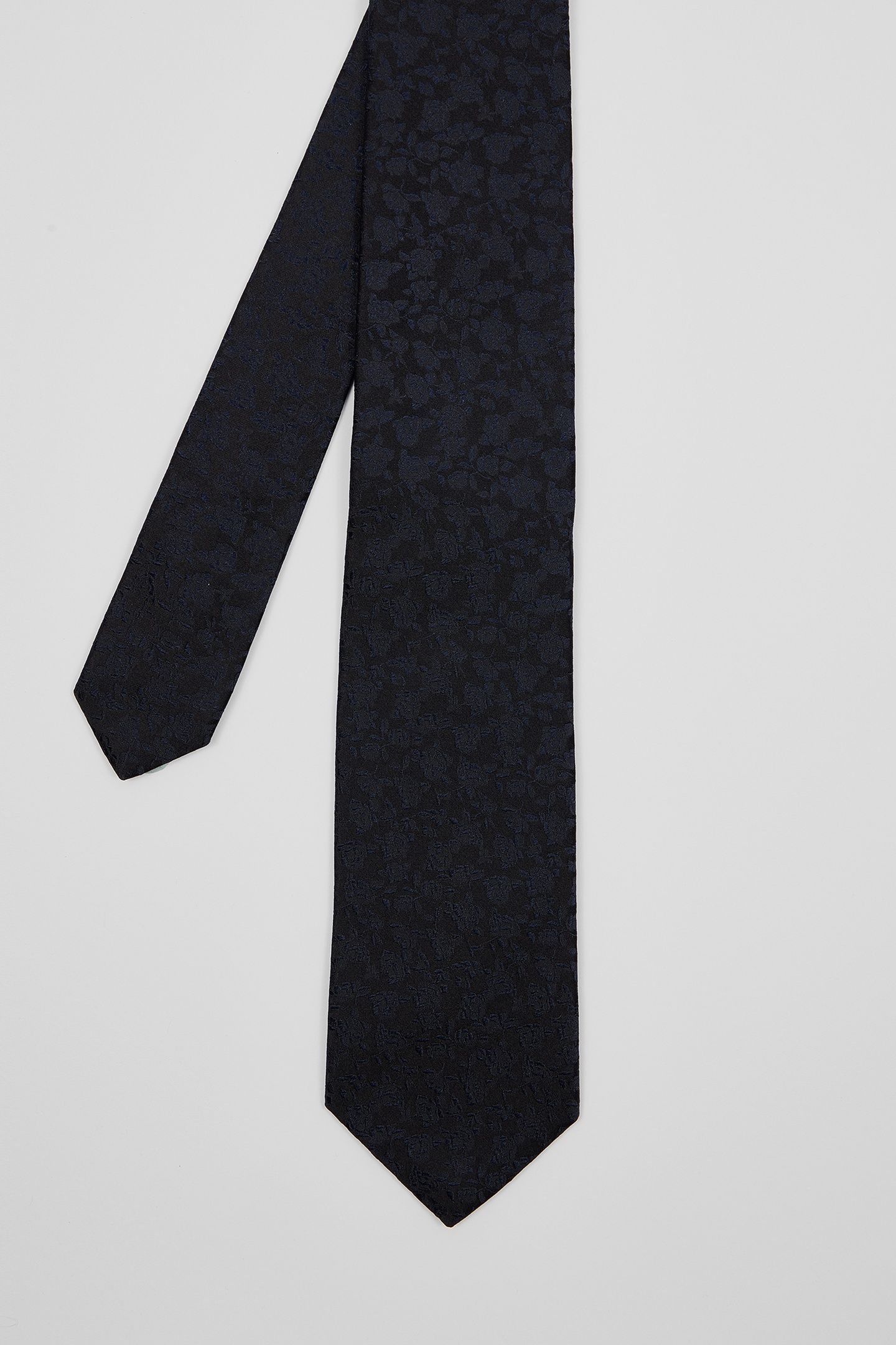 MEN TIE TONAL FLORAL VERY DARK NAVY 3