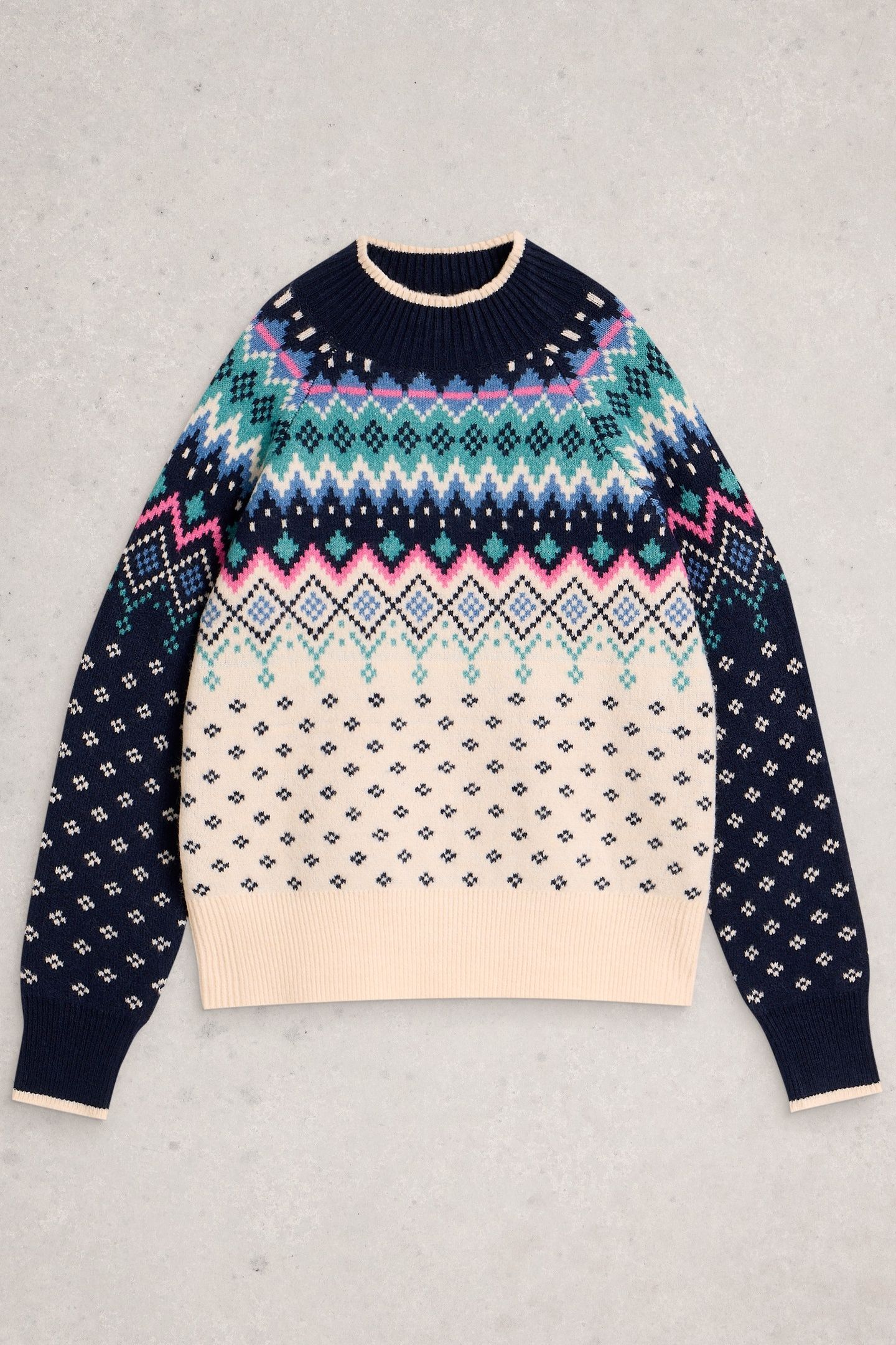 FAIRISLE HIGH NECK JUMPER NAVY MULTI 1
