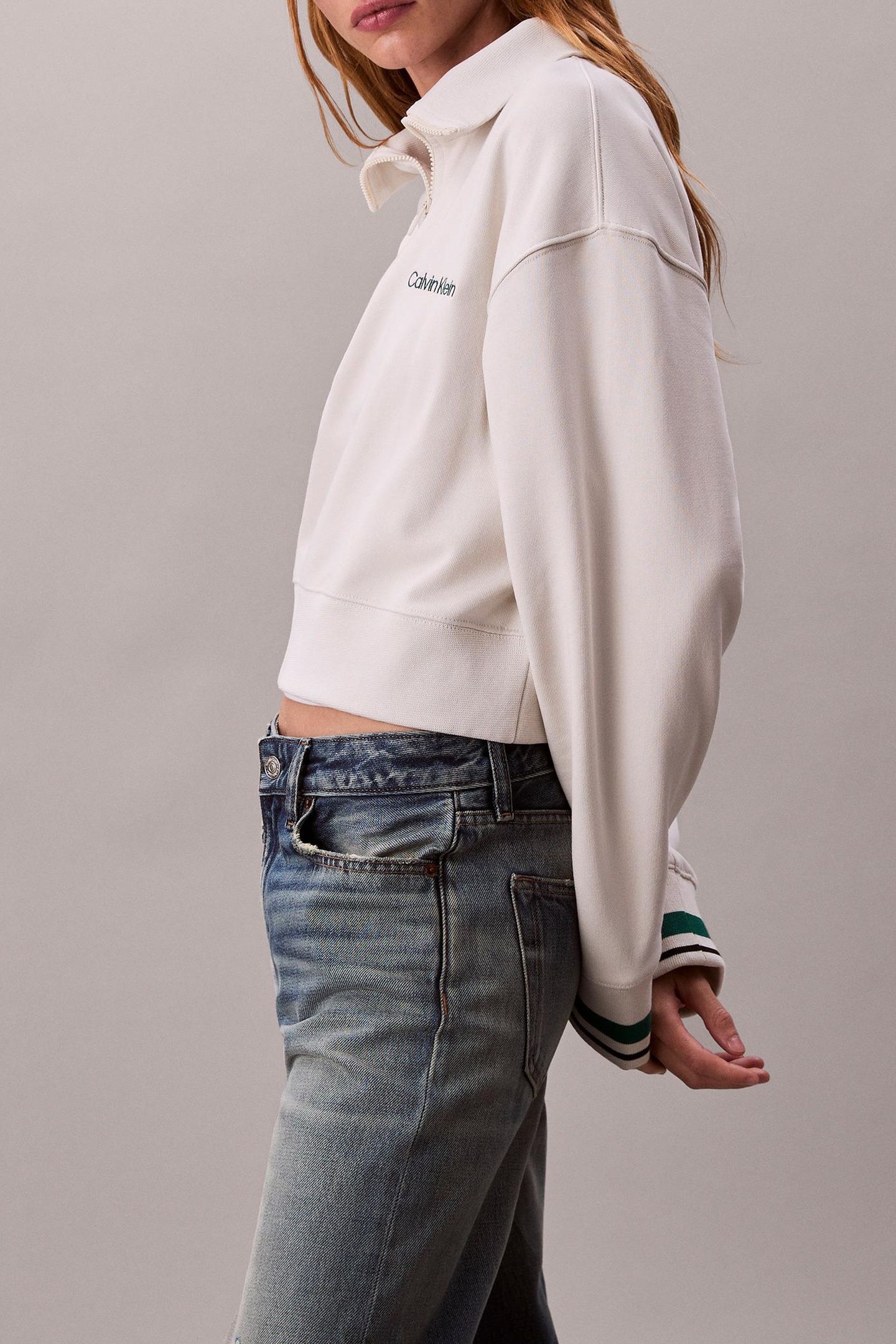 1/4 ZIP SWEATER CHALK 6