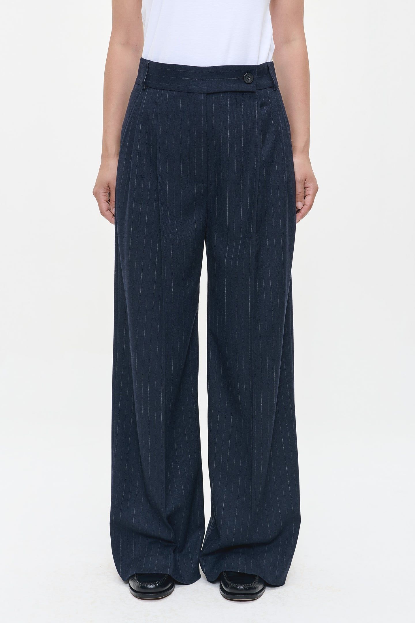PIN STRIPE DEVON PANTS MIDNIGHT BLUE 1