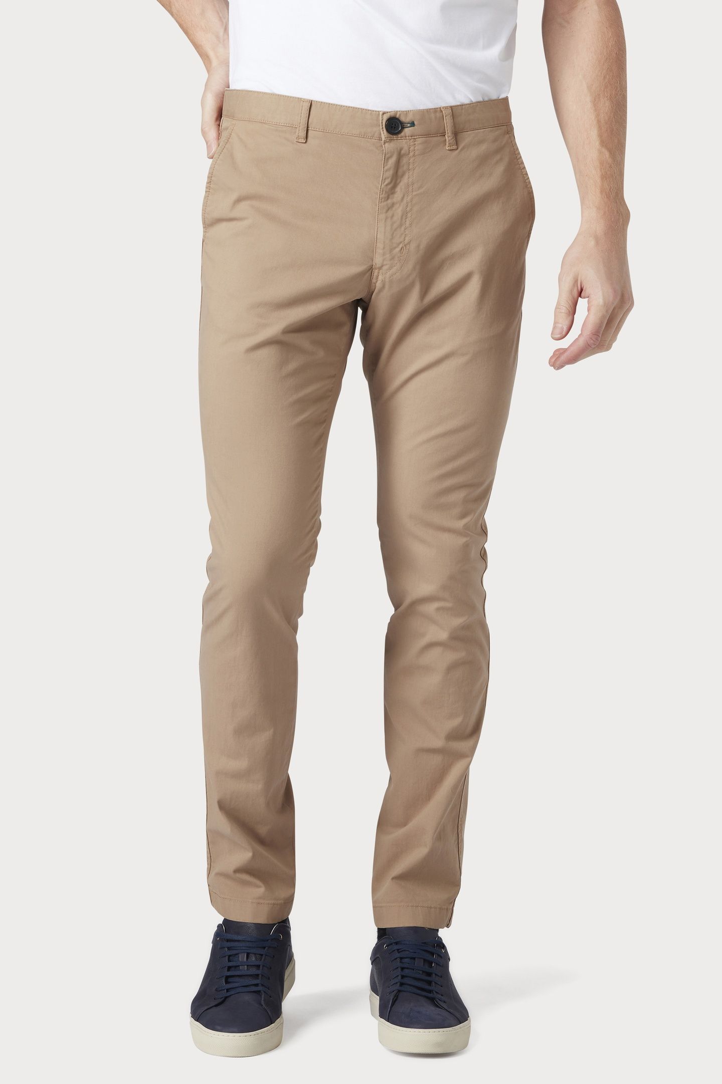 MENS SLIM FIT STITCHED CHINO CAMEL 1
