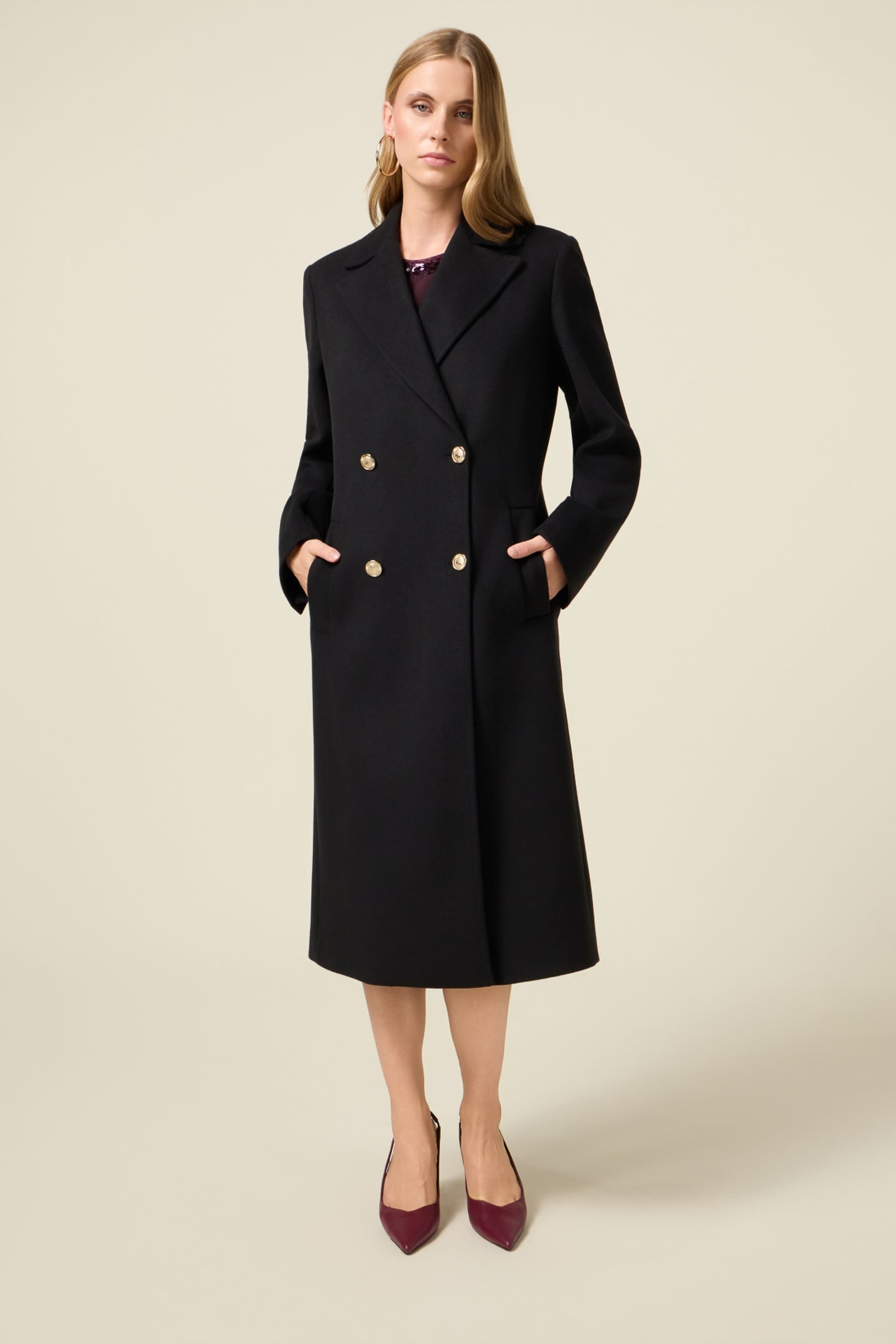 LONG DOUBLE-BREASTED COAT BLACK 1