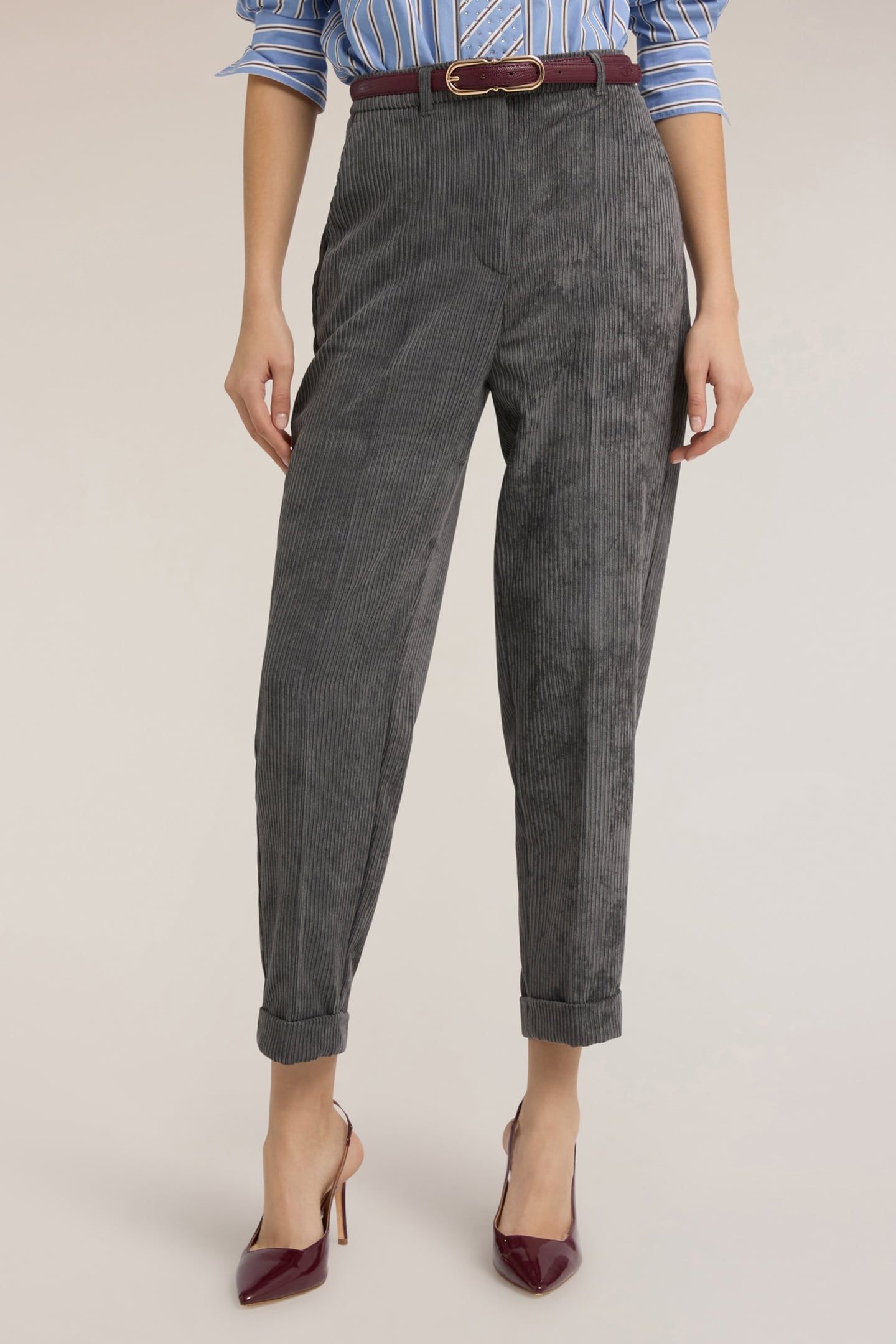 CORDUROY CARROT PANTS GREY 2