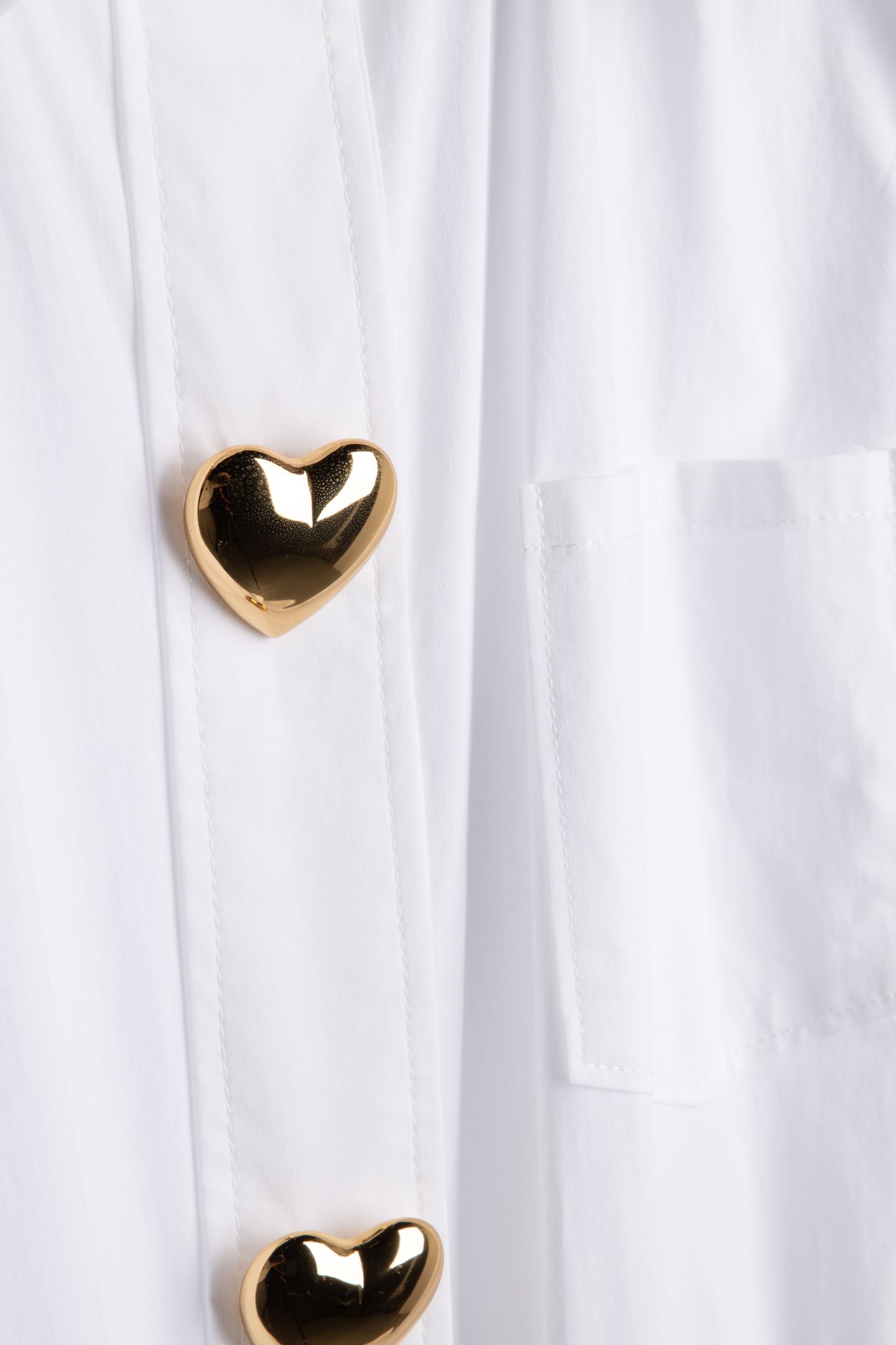 HEART BUTTONS STRETCH POPLIN DRESS WHITE 4